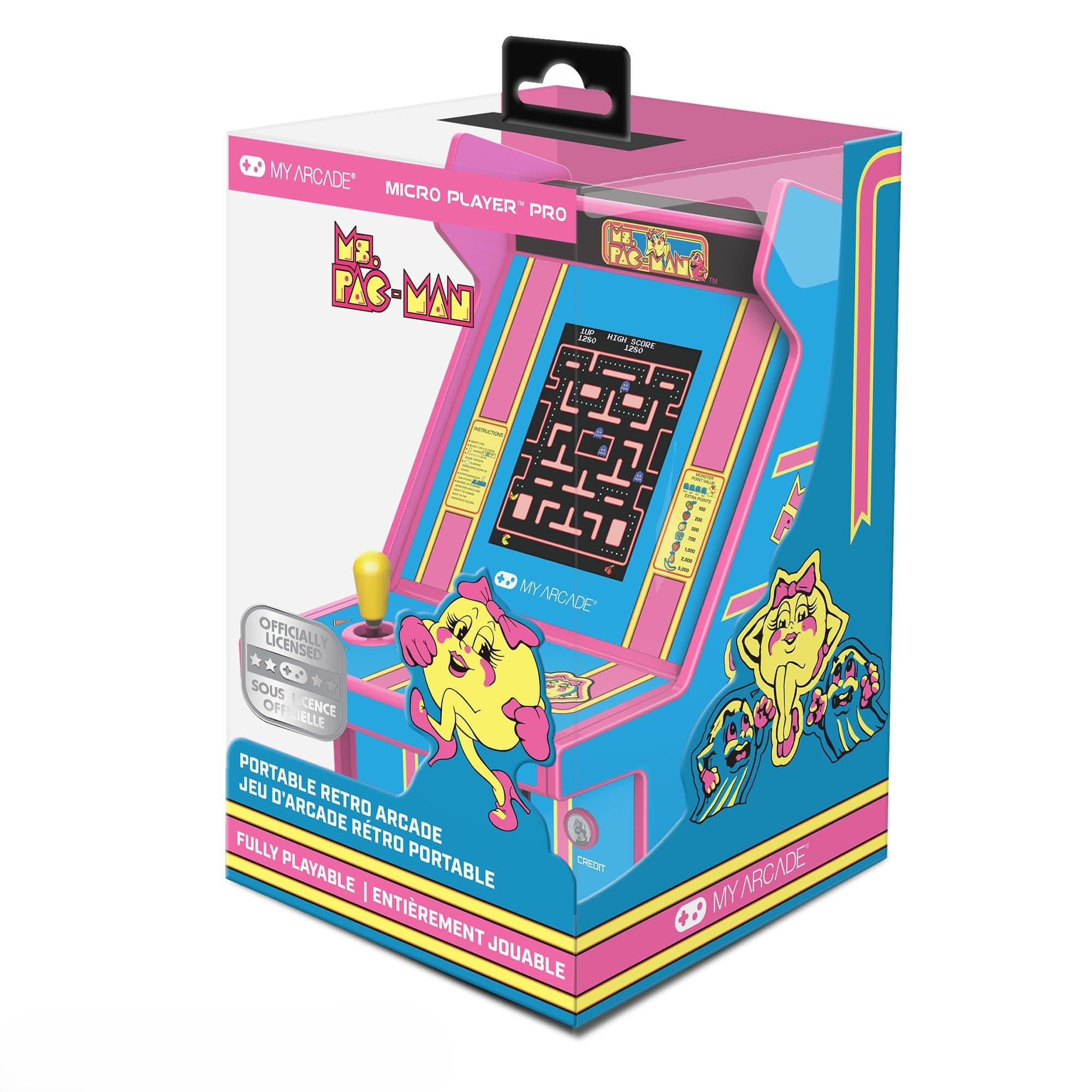 My Arcade Ms. Pac-Man Micro Player Pro: Classic Arcades, 2.75 Inch Screen, Retro Gaming, Games for Kids and Adults