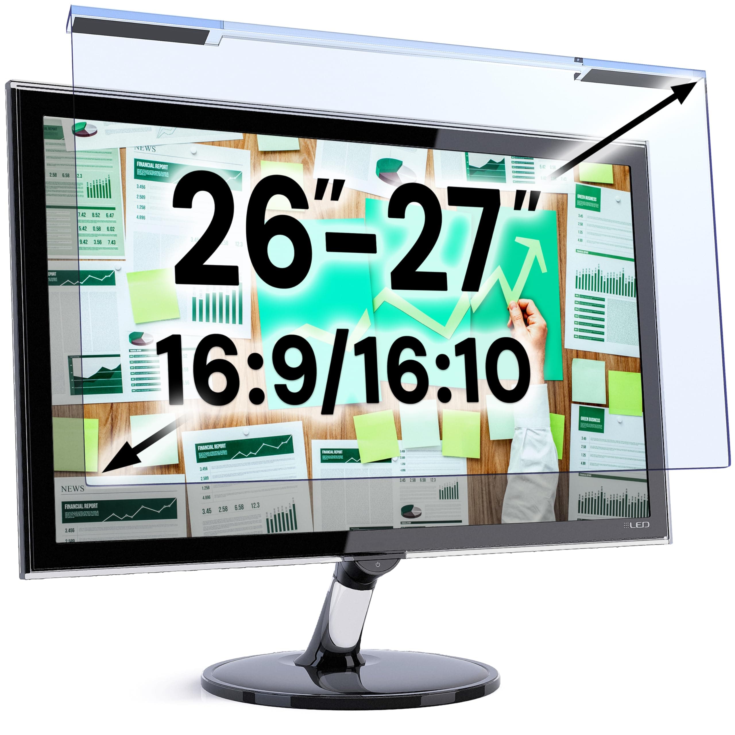 VINTEZ Blue Light Screen Protector for 26, 27 Inch Computer Monitor and Laptop – Anti-UV Blue Light Blocking Film for Desktop PC, Eye Protection Filter, 24.1" x 15.1", 1 Pack