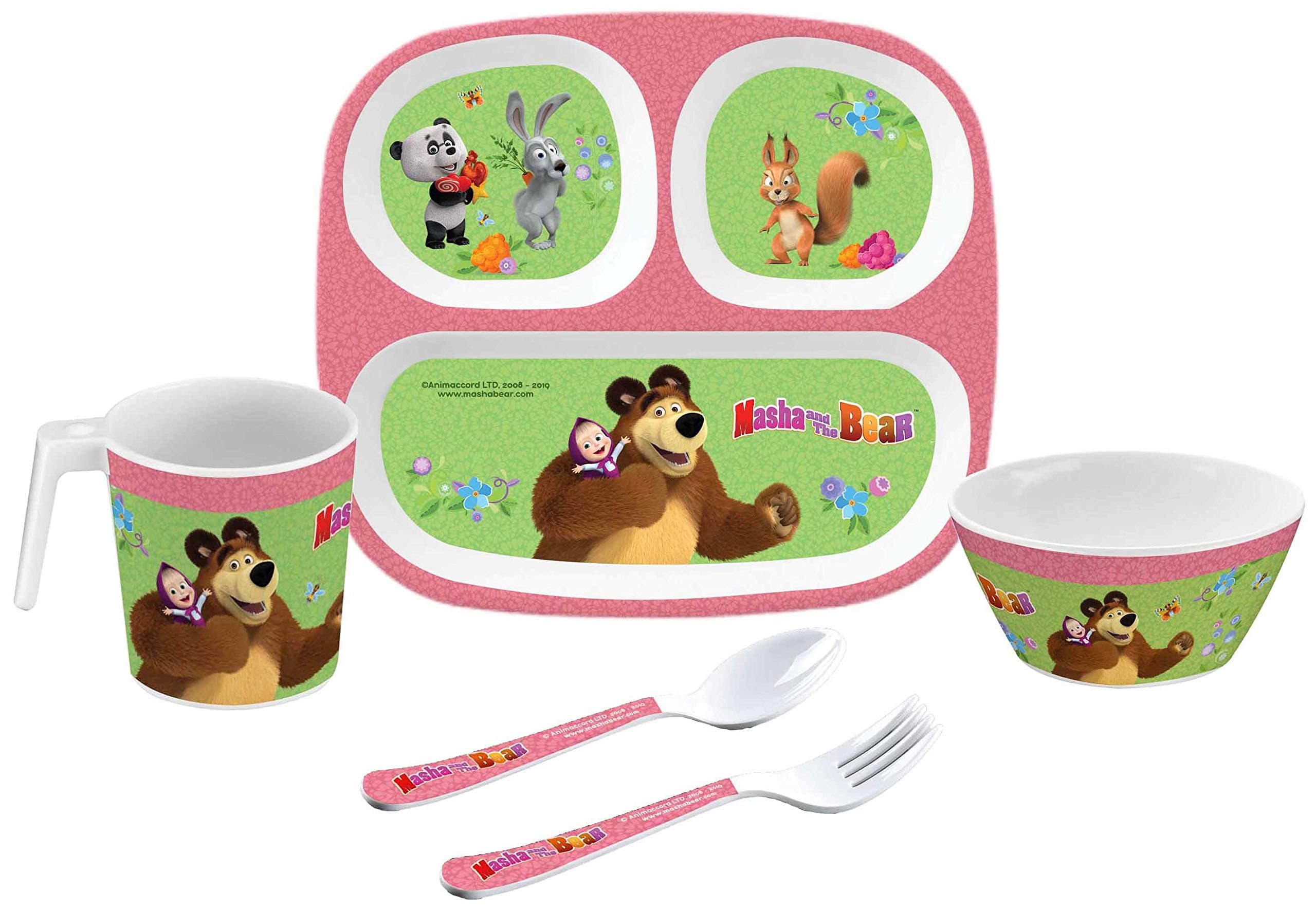 Eduble Masha and The Bear Kid's Tableware - Gift Box (5 Pieces Set)