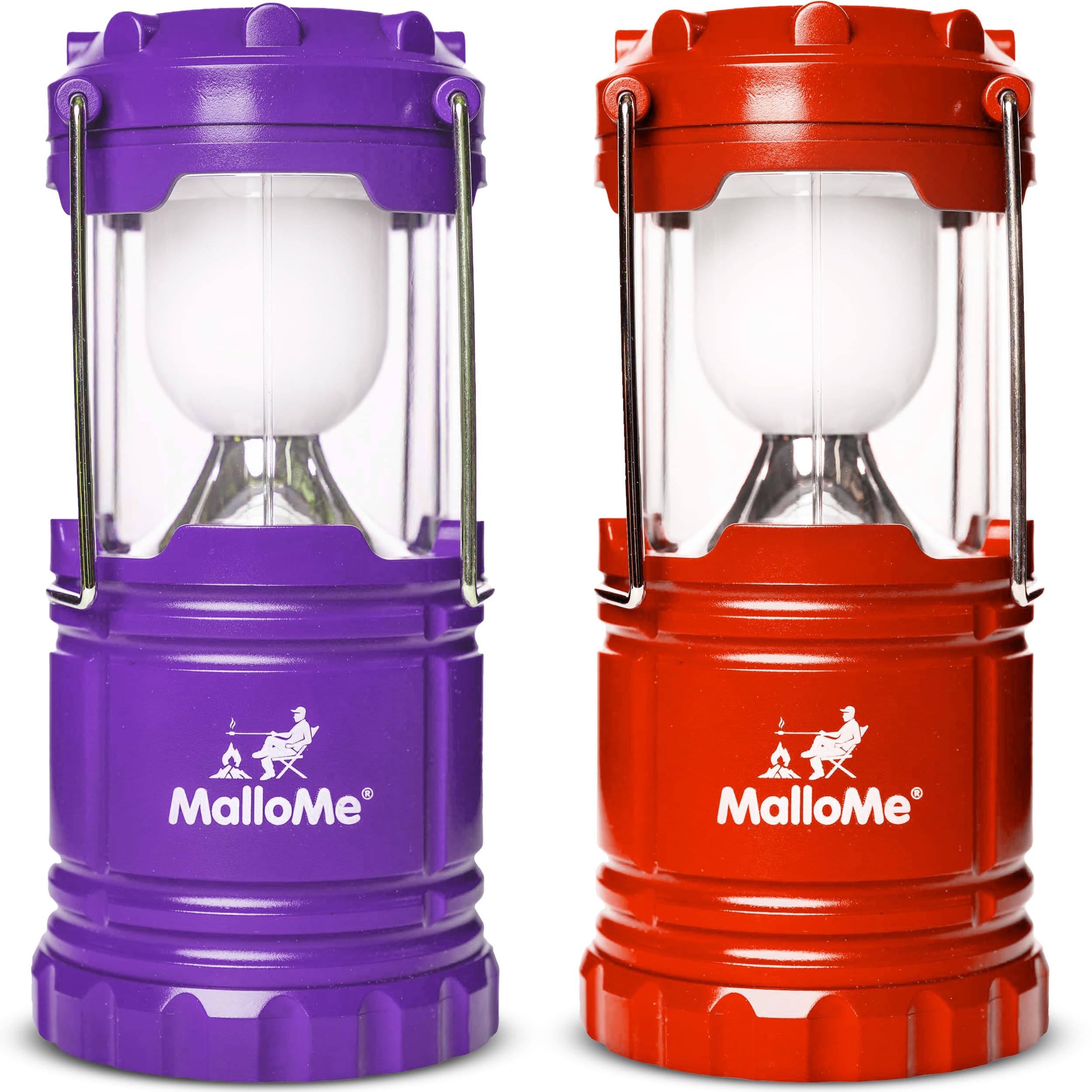 Camping Lantern Red Purple 2 Pack Lanterns for Power Outages, Camping Lights for Tent Hanging, Camp Light Tent Lamp Emergency Battery Powered LED Lantern (Rechargeable Batteries Not Included)
