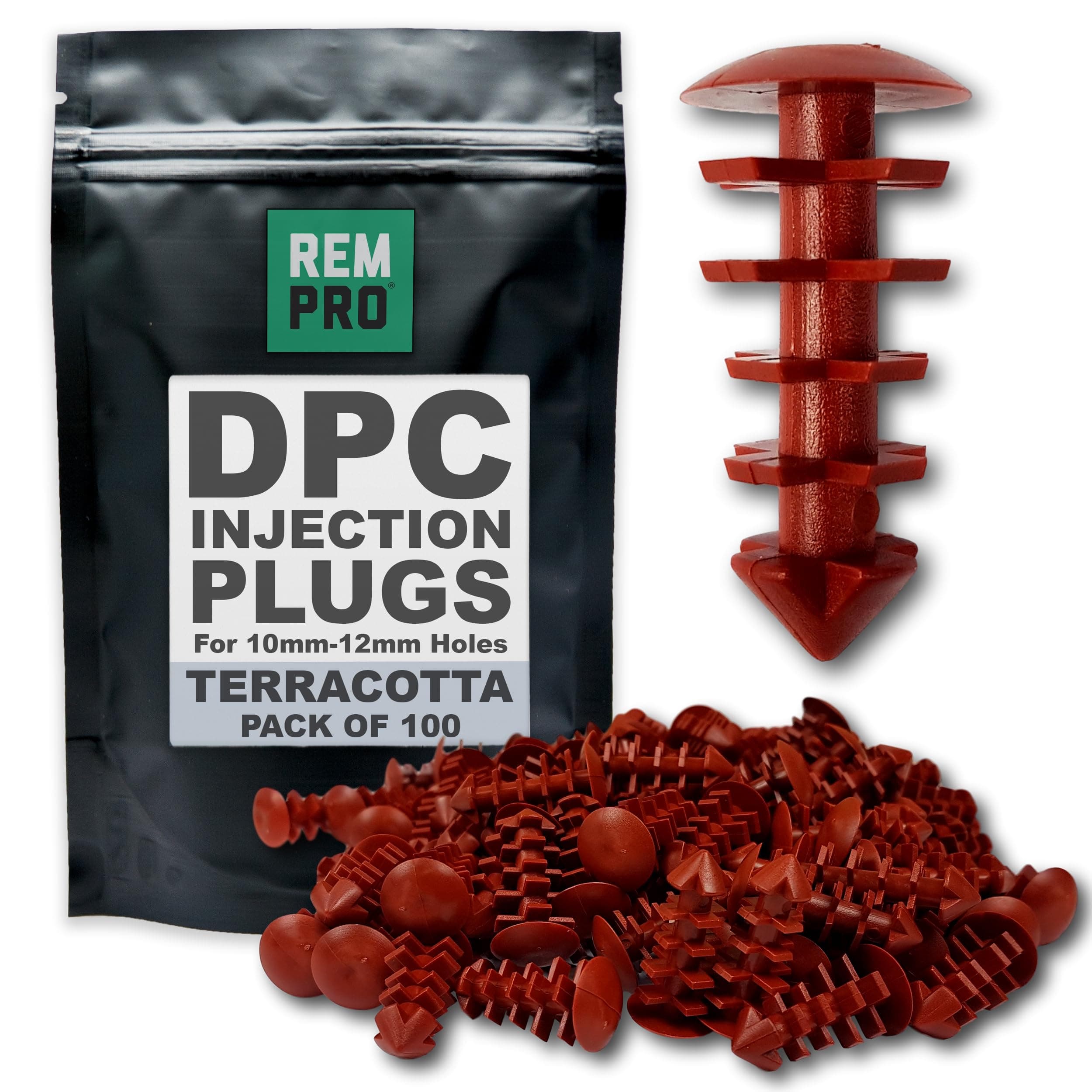 Rempro100 x Terracotta DPC Damp Proofing Injection Wall Plugs