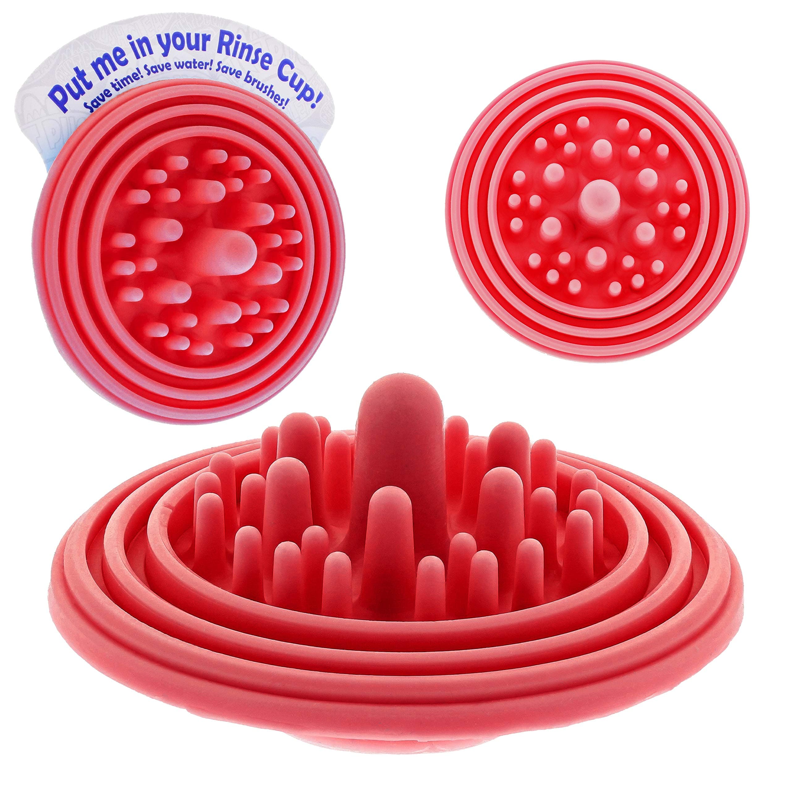 Paint PuckPaint Brush Cleaner (3-Pack) Silicone Cup Insert Cleaning System | Fine Art, Studio, Classroom | Acrylic, Watercolor, Oil, Thicker Mediums | Reusable, Ecofriendly Red