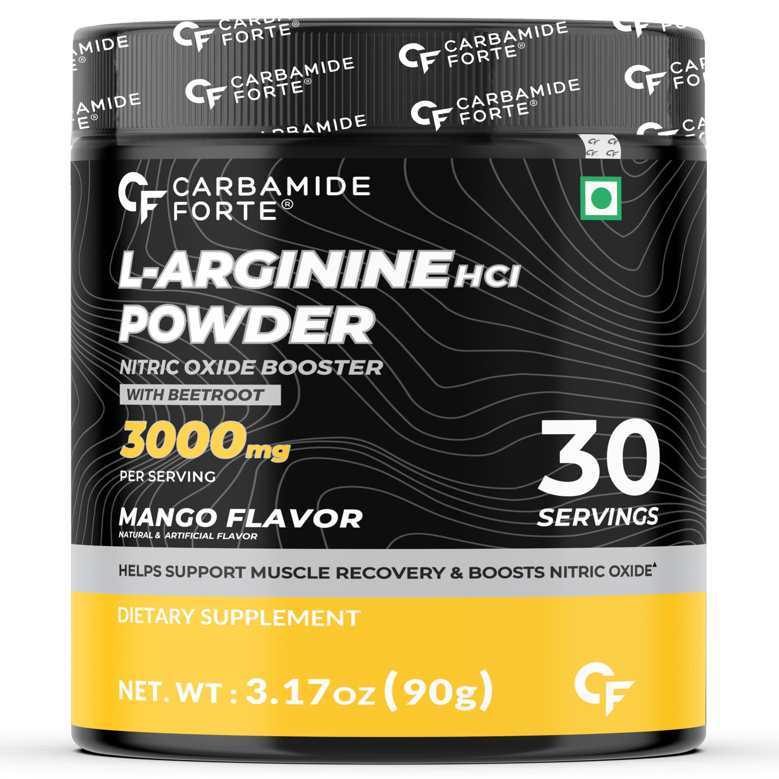 Carbamide Forte L Arginine Powder Supplement 3000mg | Pre-workout for men & women | L Arginine Supplements For Men & Women | Beet Root Powder - Alphonso Mango- 90g