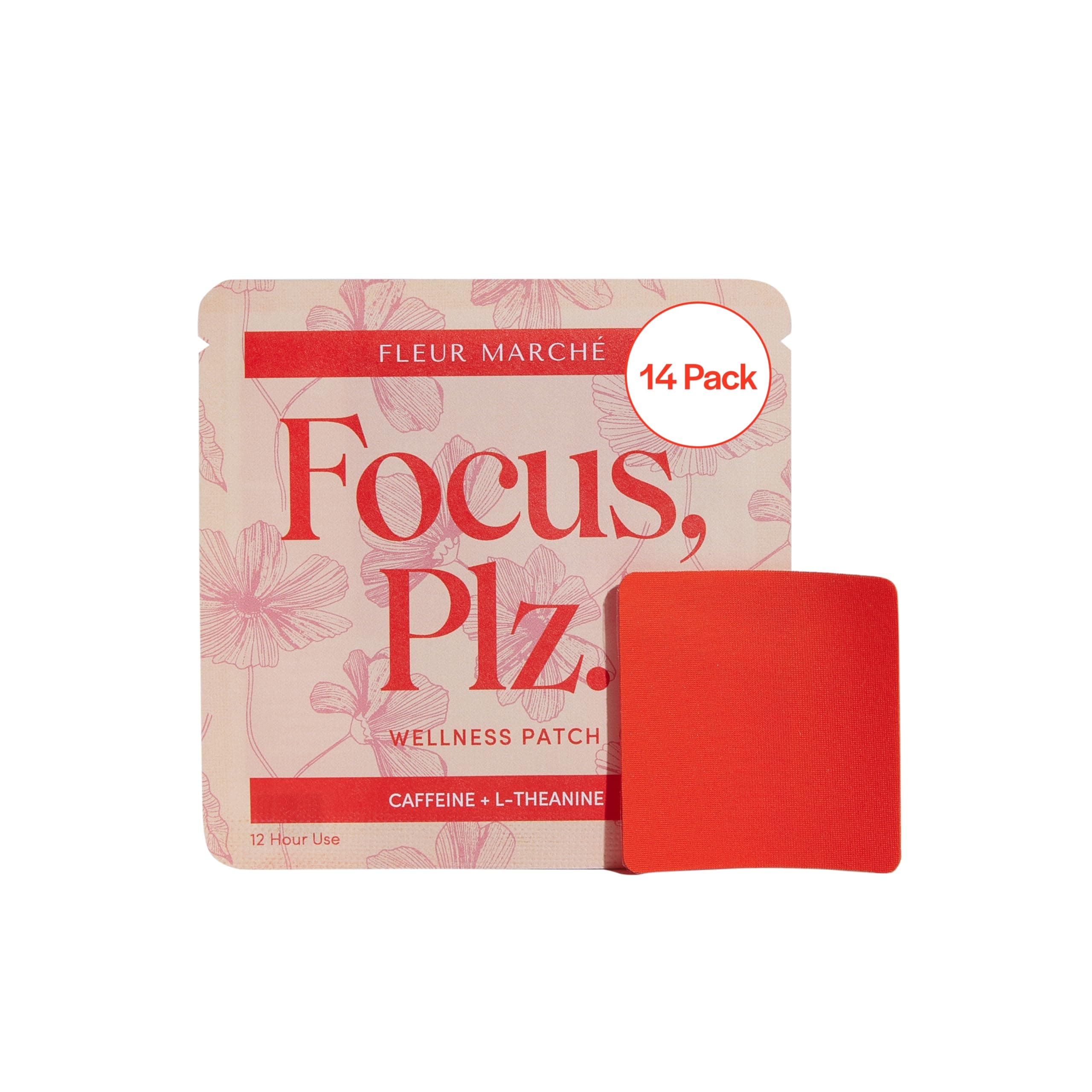 Fleur Marche Focus, Plz. Botanical Patch - Brain Boosting Focus Patch with Caffeine, Lion's Mane and Other Powerful Nootropics - Highly Bioavailable Wellness - 14 Patches