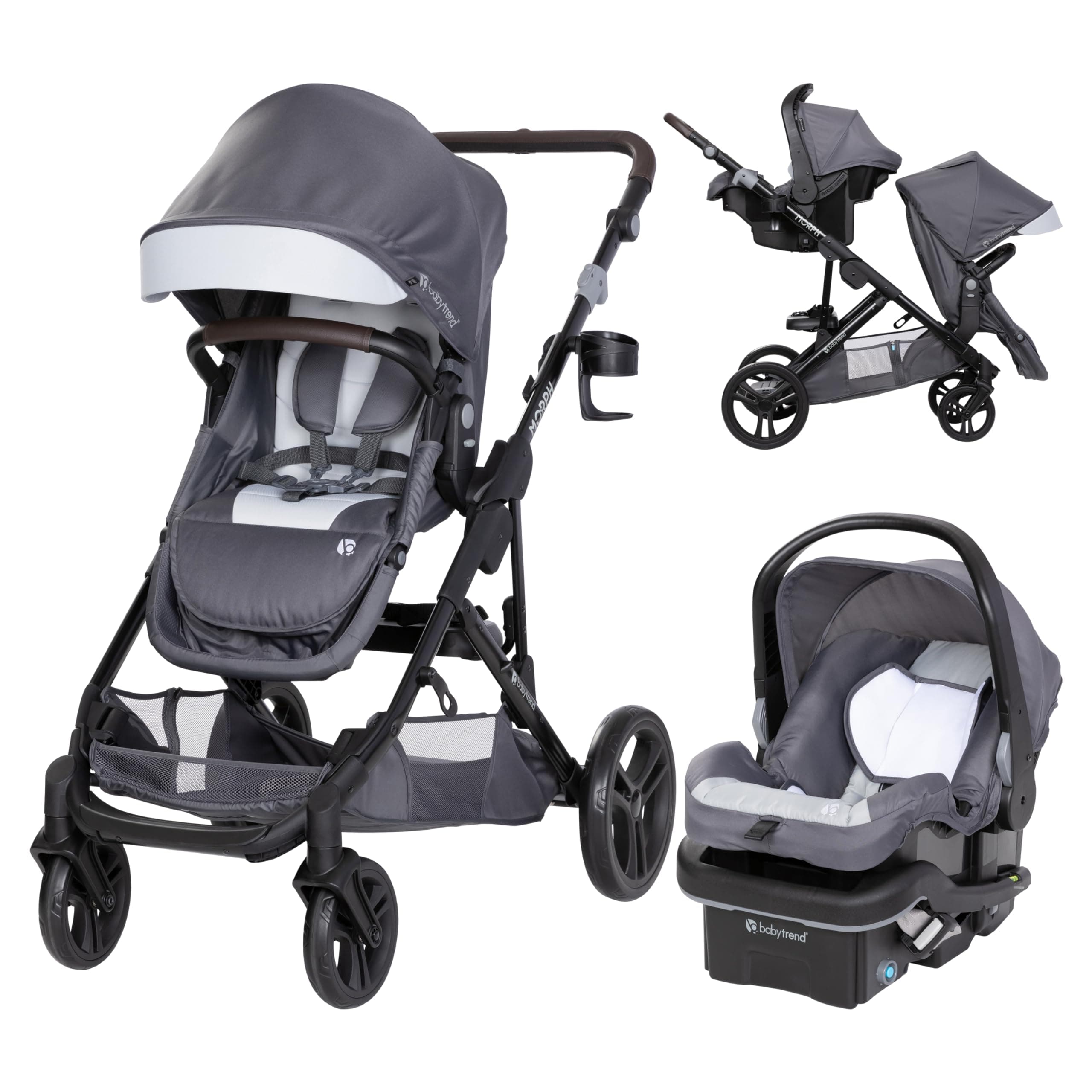 Morph Single to Double Modular Stroller Travel System with EZ-Lift™ Plus Infant Car Seat, Dash Grey