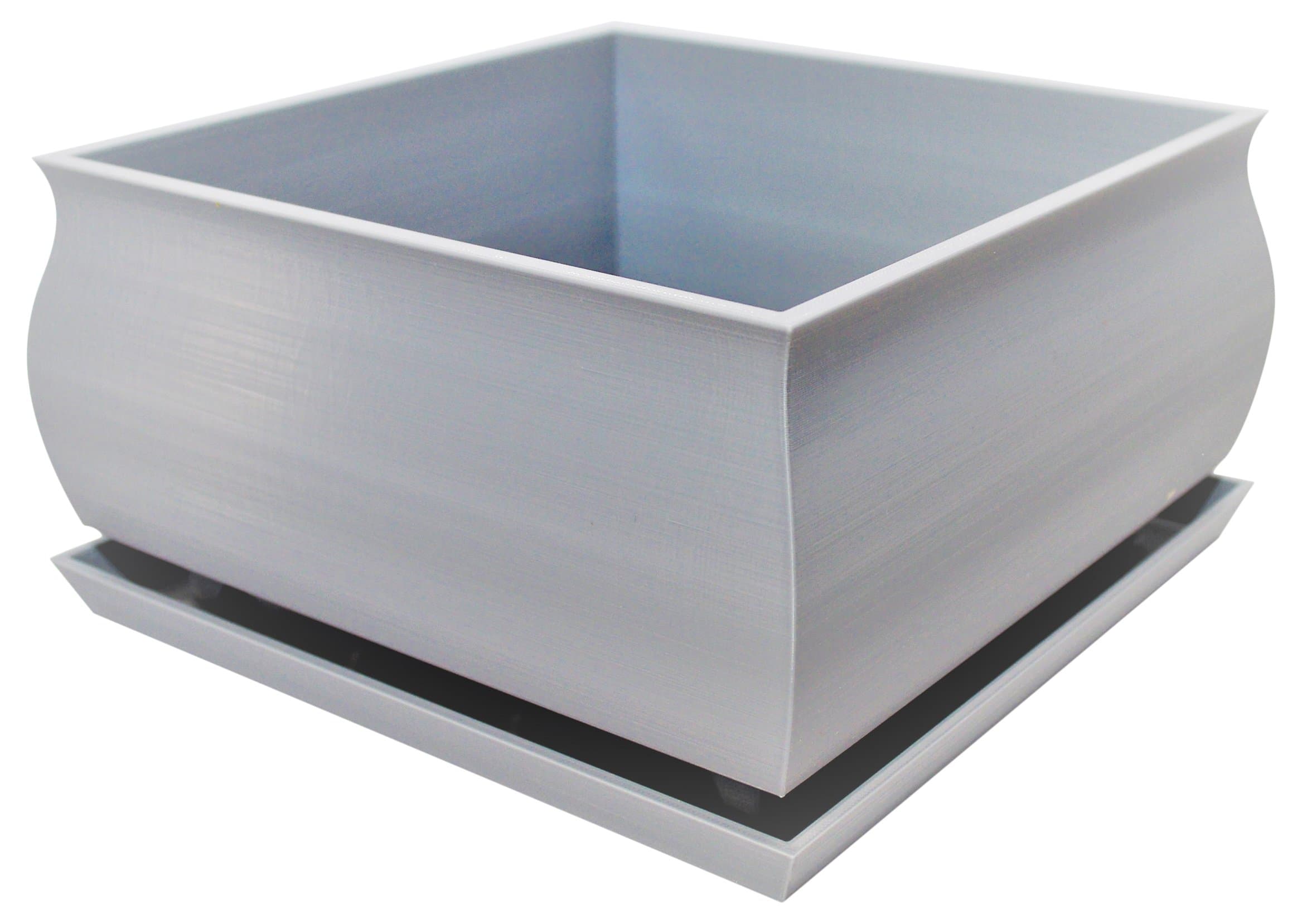 8" Grey Square Bonsai Pot and Tray