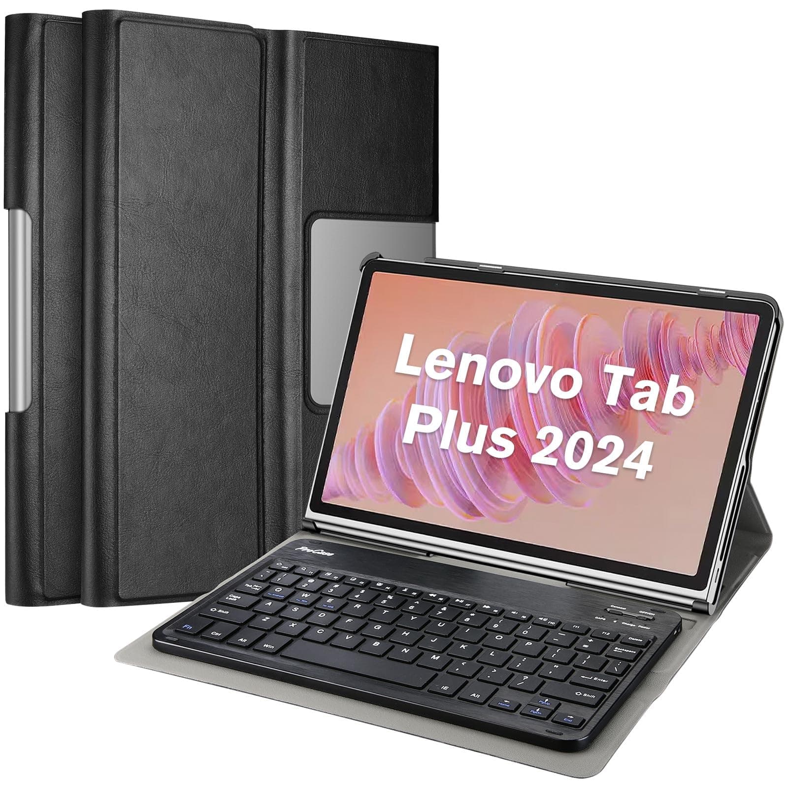 ProCase Case with Keyboard for Lenovo Tab Plus 11.5 Inch 2024, PU Leather Case with Magnetically Detachable Wireless Keyboard for 11.5" Lenovo Tab Plus 2024 Release -Black