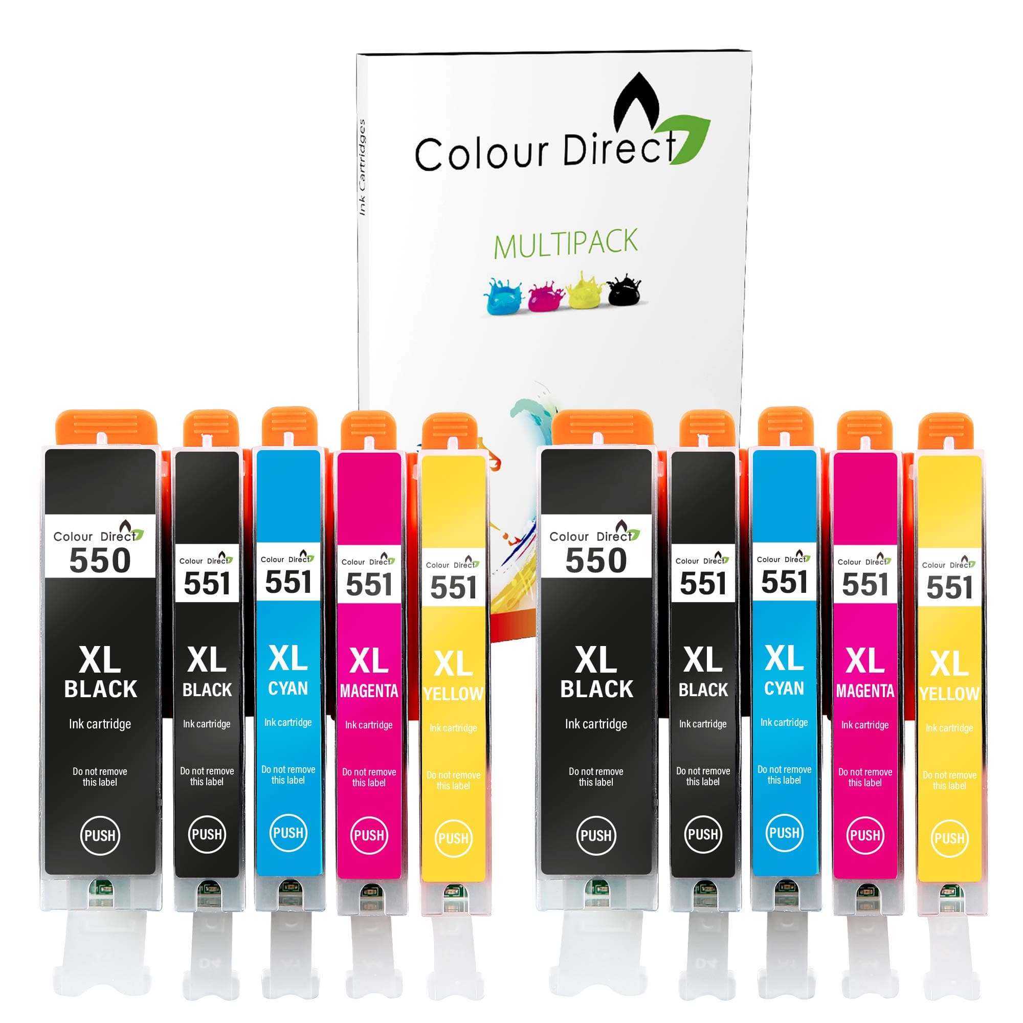 Colour Direct - 10 Item Multipack Compatible Ink Cartridges Replacement For Canon CLI-551XL / PGI-550XL Pixma MG5450 MG5550 MG5650 MG6350 MG6450 MG6600 MG6650 MX925 MX725 MG7150 MG7550 iP7250 iP7200 iP8750 iX6850 Printers