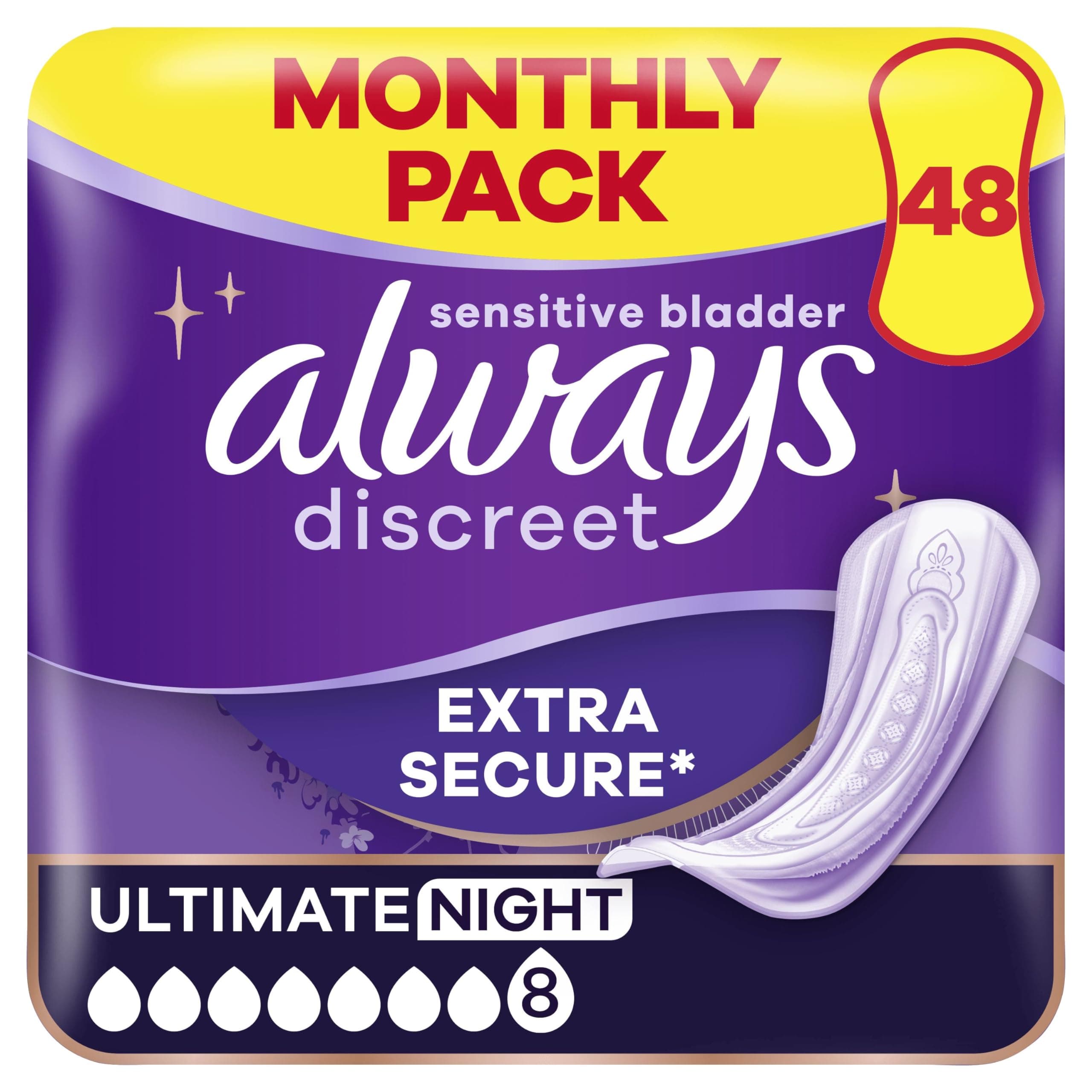 Always Discreet Ultimate Night Pads+