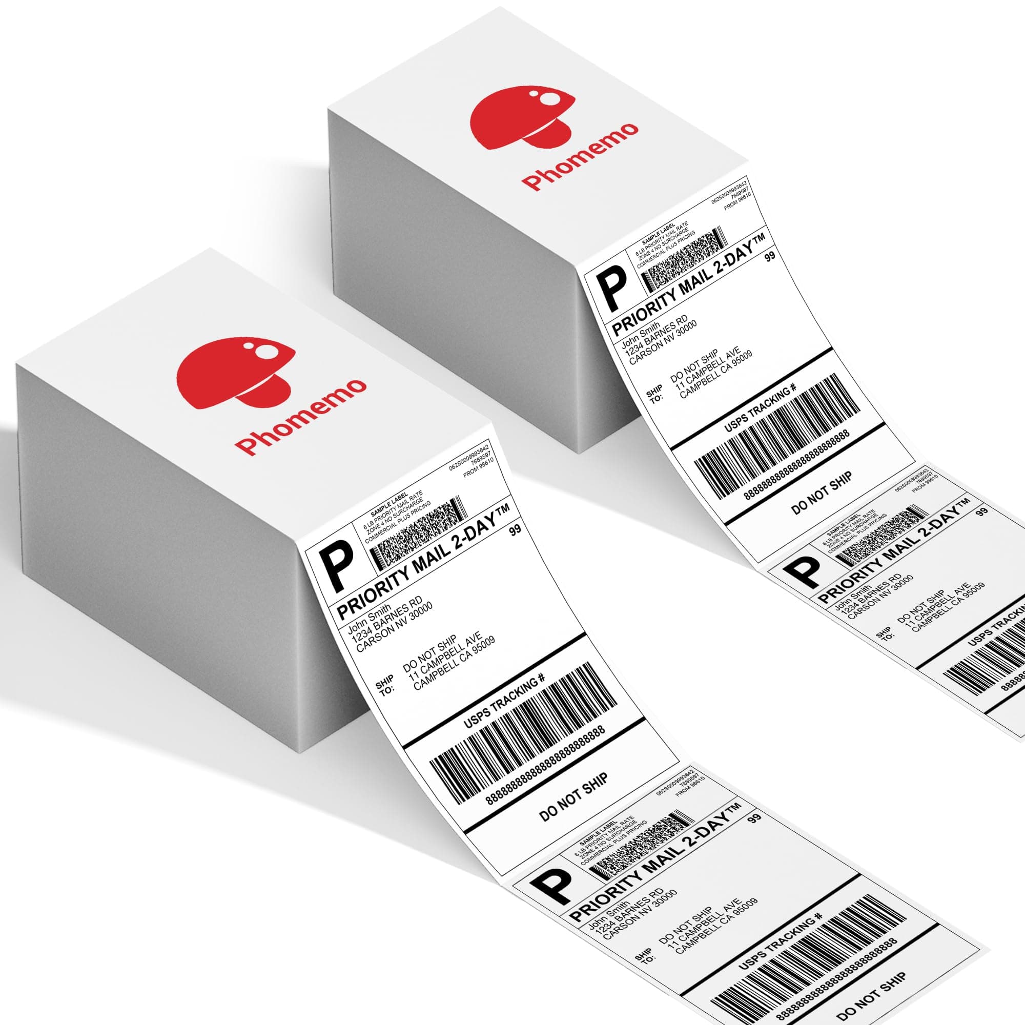Phomemo 1000pcs 4x6'' Shipping Thermal Label- for Thermal Label Printer, Easy to Tear, Strong Adhesive, 2 Pack of 500pcs Labels