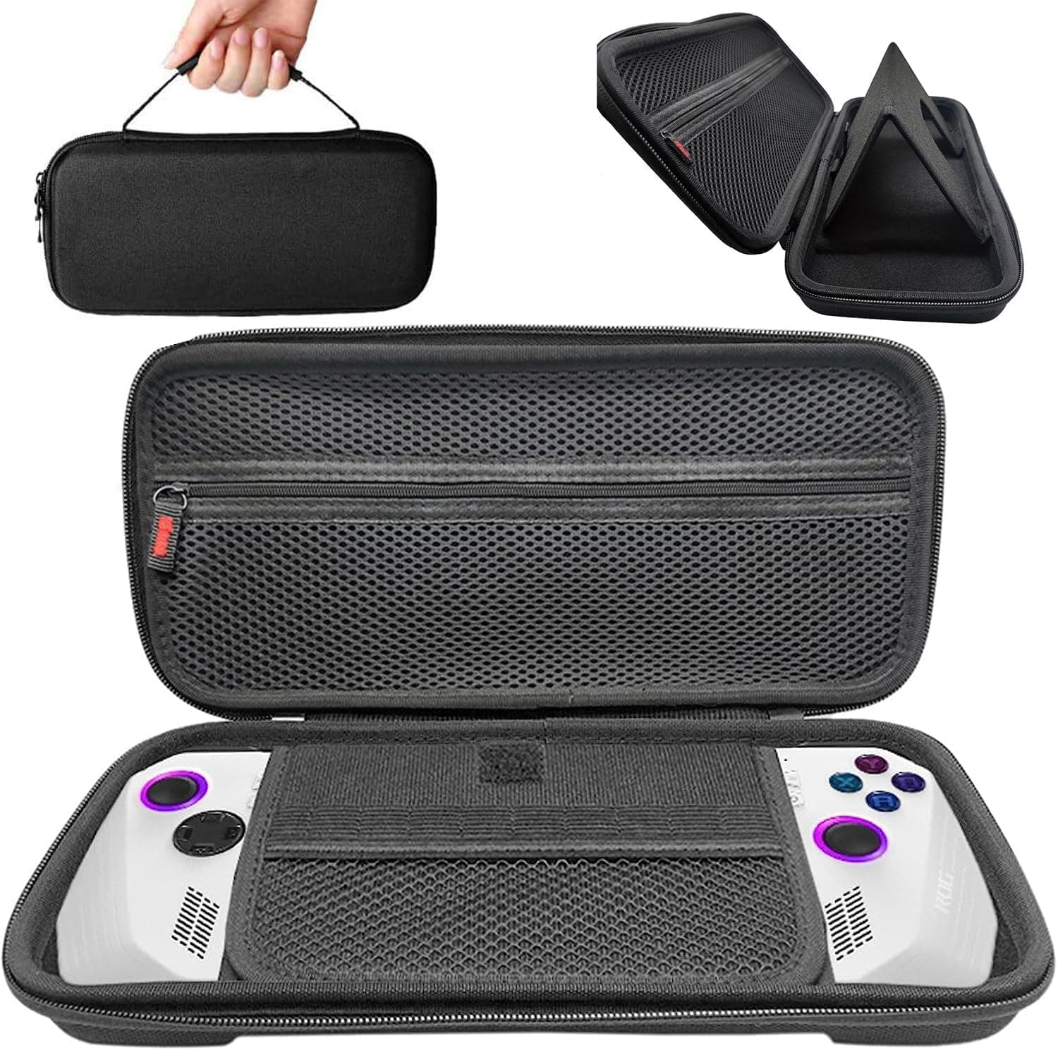 T Tersely Carry Case Compatible with ASUS ROG Ally, Protective Hard Portable Travel Case Cover Shell Pouch with Pockets for Accessories and Games