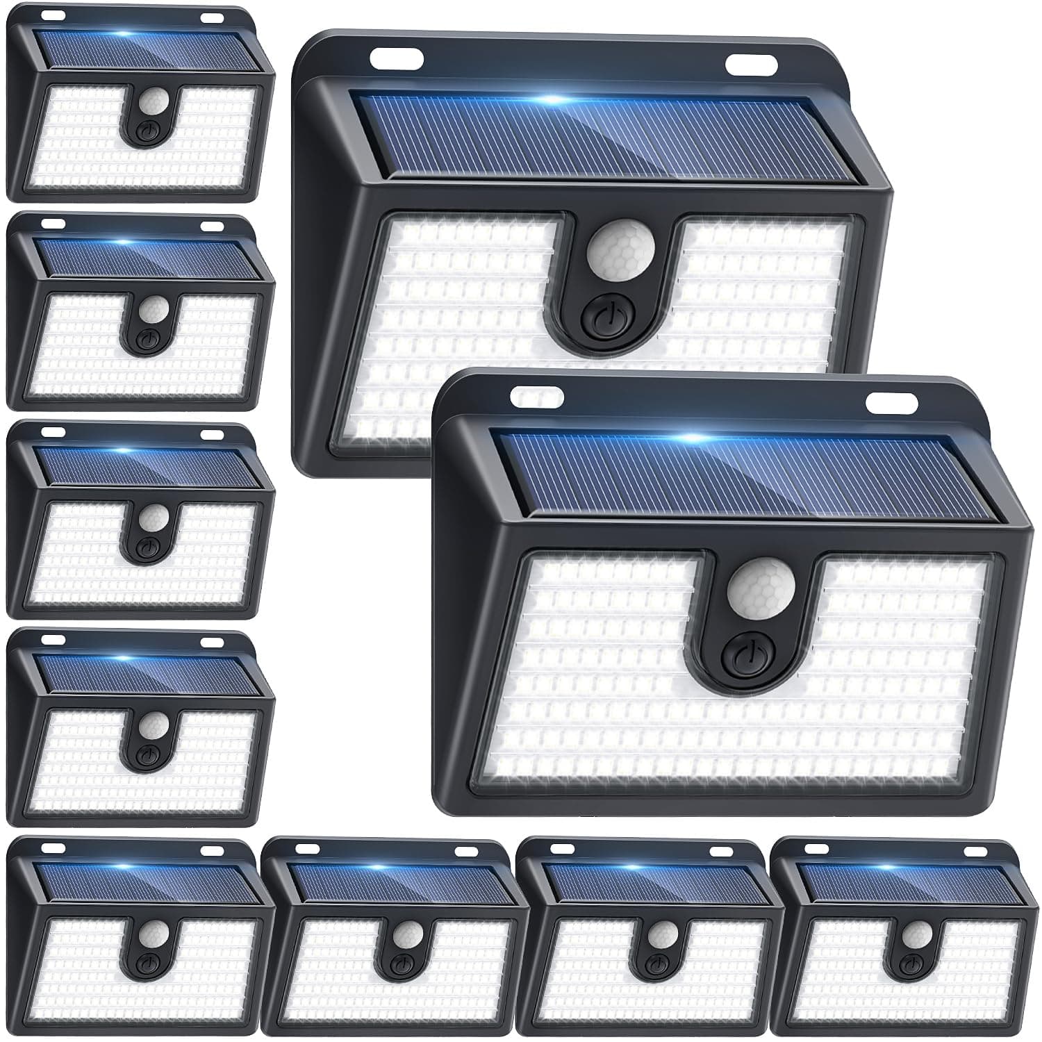 CLAONER Solar Lights Outdoor Motion Sensor, 10 Pack 149 LED Solar Powered Fence Light Waterproof, 3 Modes Solar Security Wall Lighting for Outside Yard Deck Garden