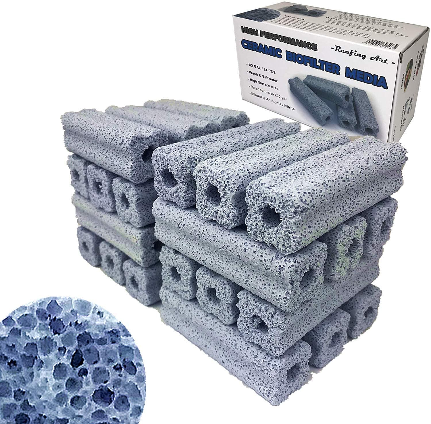 Ceramic Bio Filter Media Vast Surface Area for Aquarium Sump Canister (1 Box / 24 pcs)