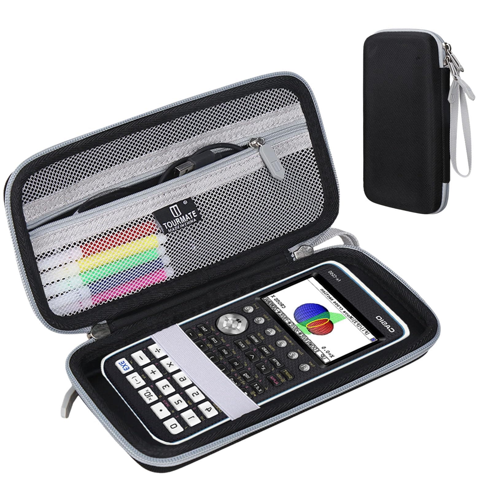 Hard Travel Case Replacement for CASIO PRIZM FX-CG50/CASIO FX-9750GIII/Texas Instruments TI-34/Texas Instruments BA II,Color Graphing Calculator - Tourmate,Case Only (Black + Gray, Basic)