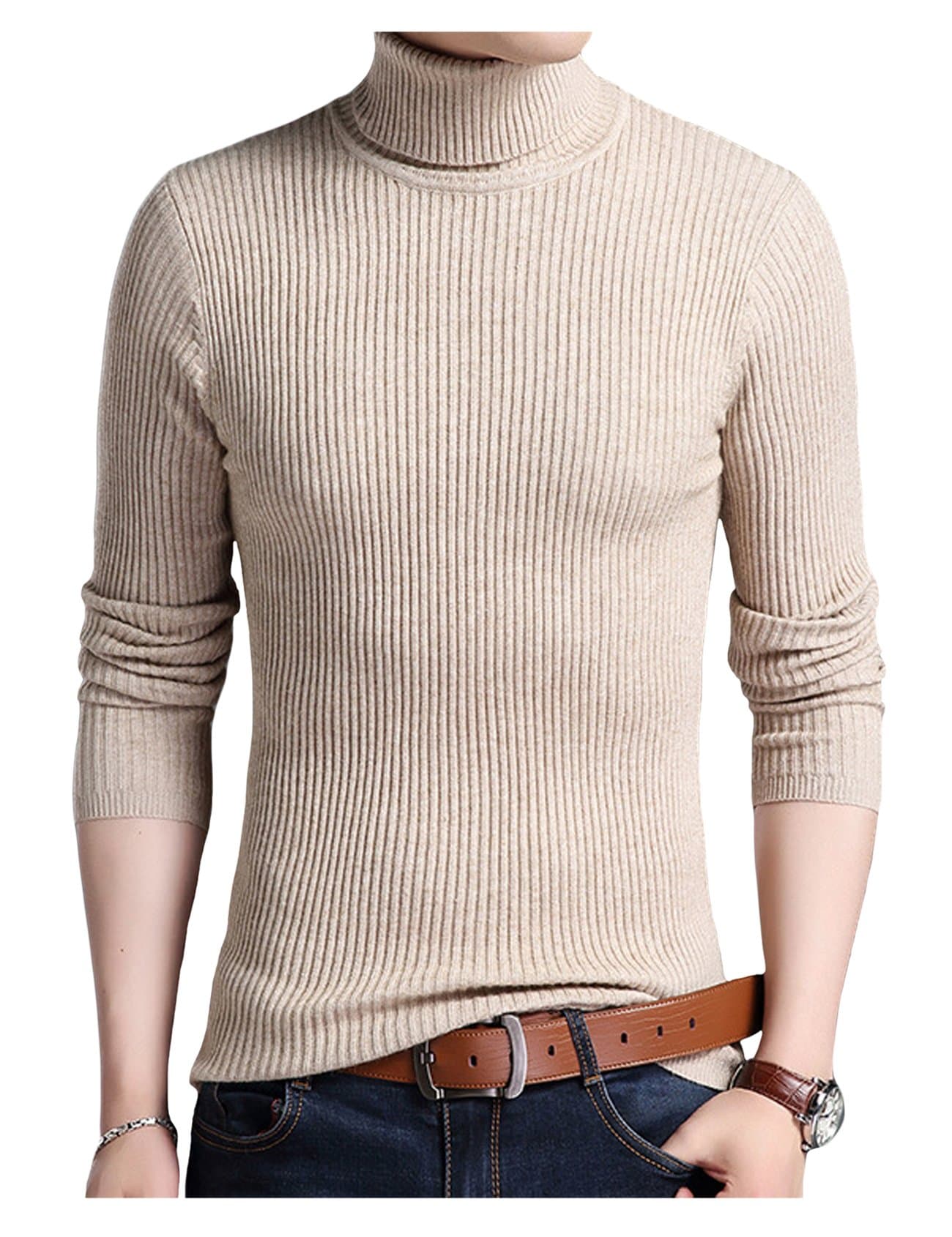 Mens Pullover Slim Fit Knitwear Warm Turtleneck Sweaters