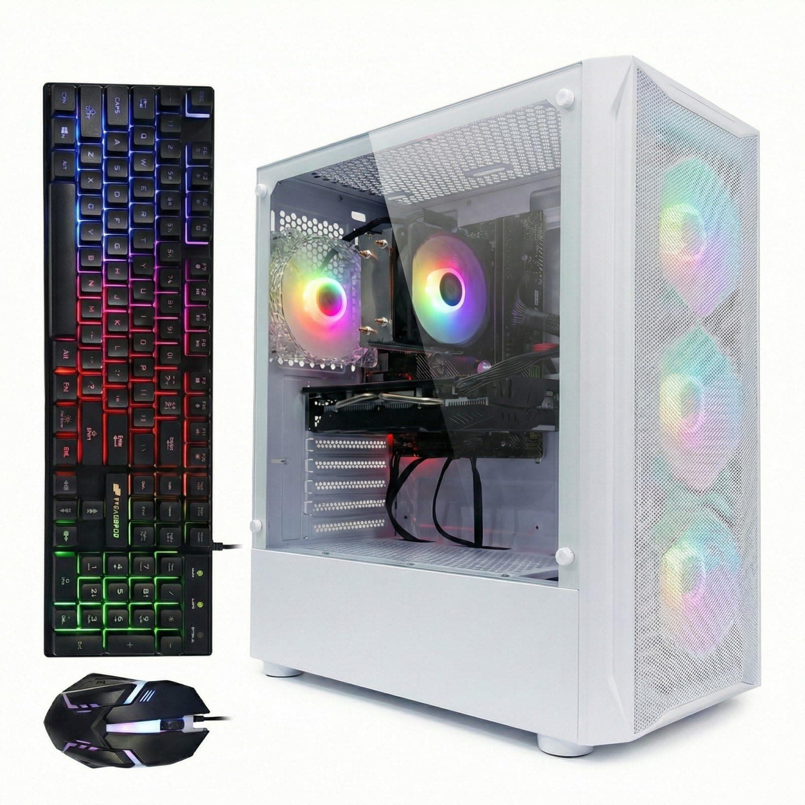 STGAubron Gaming Desktop PC, Intel Core i7 3.4G up to 3.9G, 32G RAM, 1T SSD, Radeon RX 5700 8G GDDR6, 600M WiFi, BT 5.0, RGB Fan x 6, Keyboard & Mouse & Mouse Pad, BT Sound Bar, W10H64