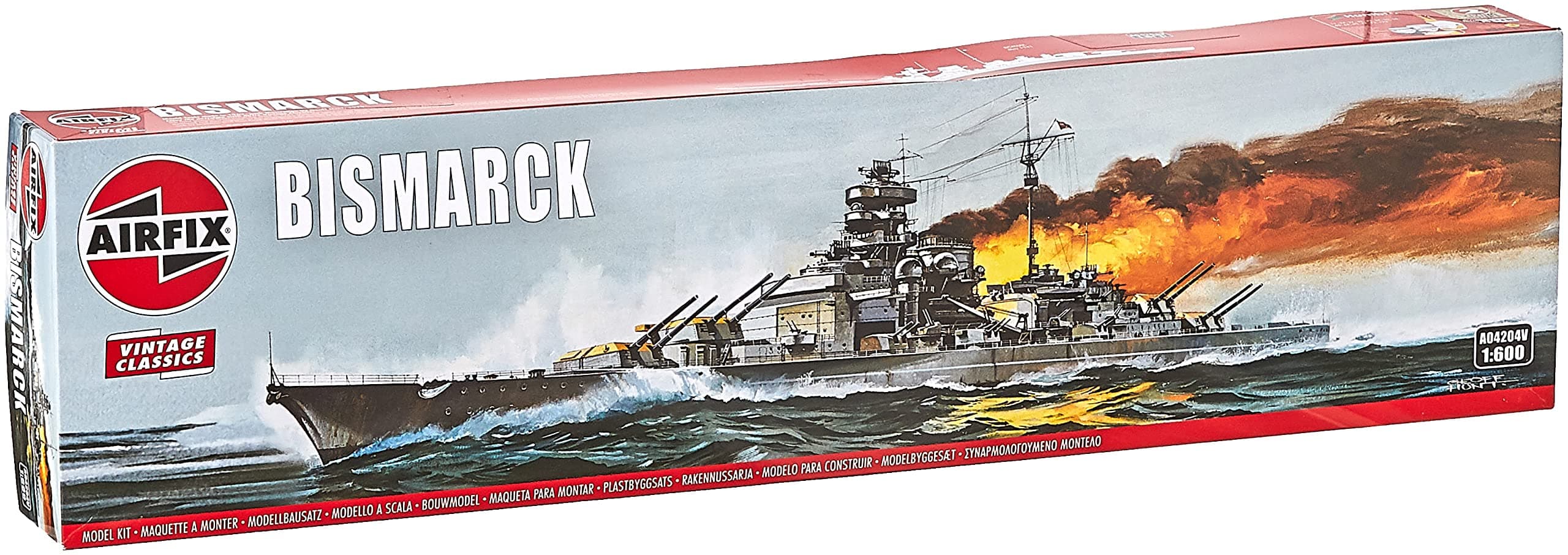 Airfix Vintage Classics Set - A04204V Bismarck - Plastic Model Ship Kits for Adults & Children 8+, Set Includes 170 Pieces - 1:600 Scale Model Ship Set, Earth tones