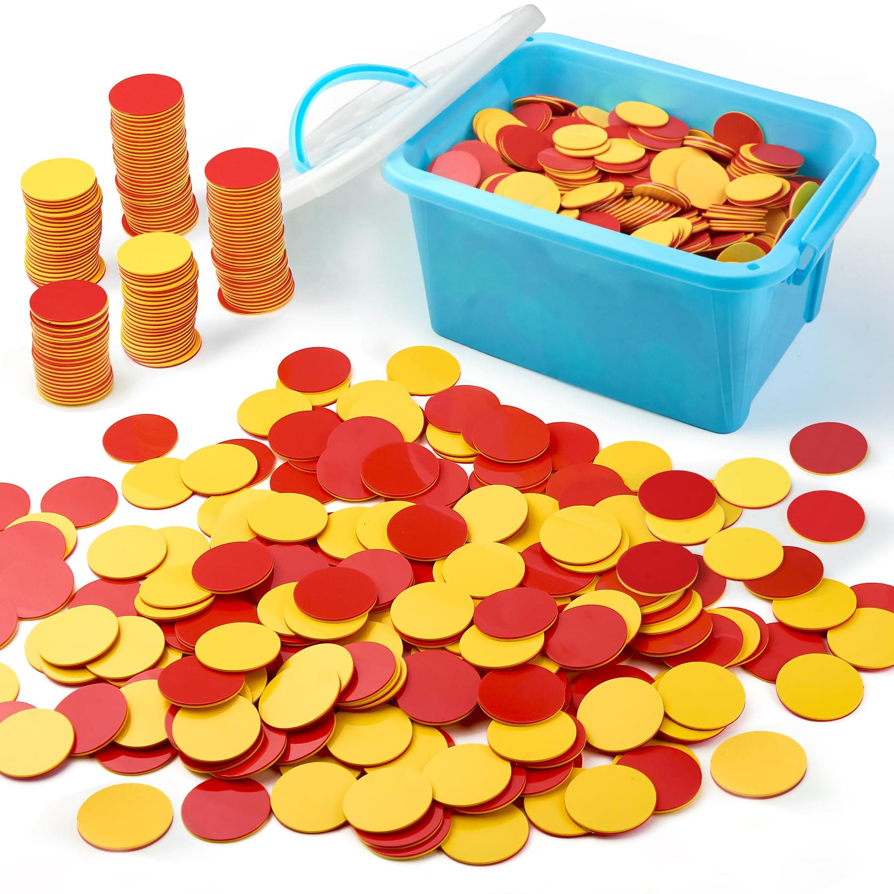 TOMMYHOME Plastic Two-Color Counter,Red/Yellow Two Side 1000 PCS,Counting Manipulatvies, Math Counters for Kids, Counting Chips