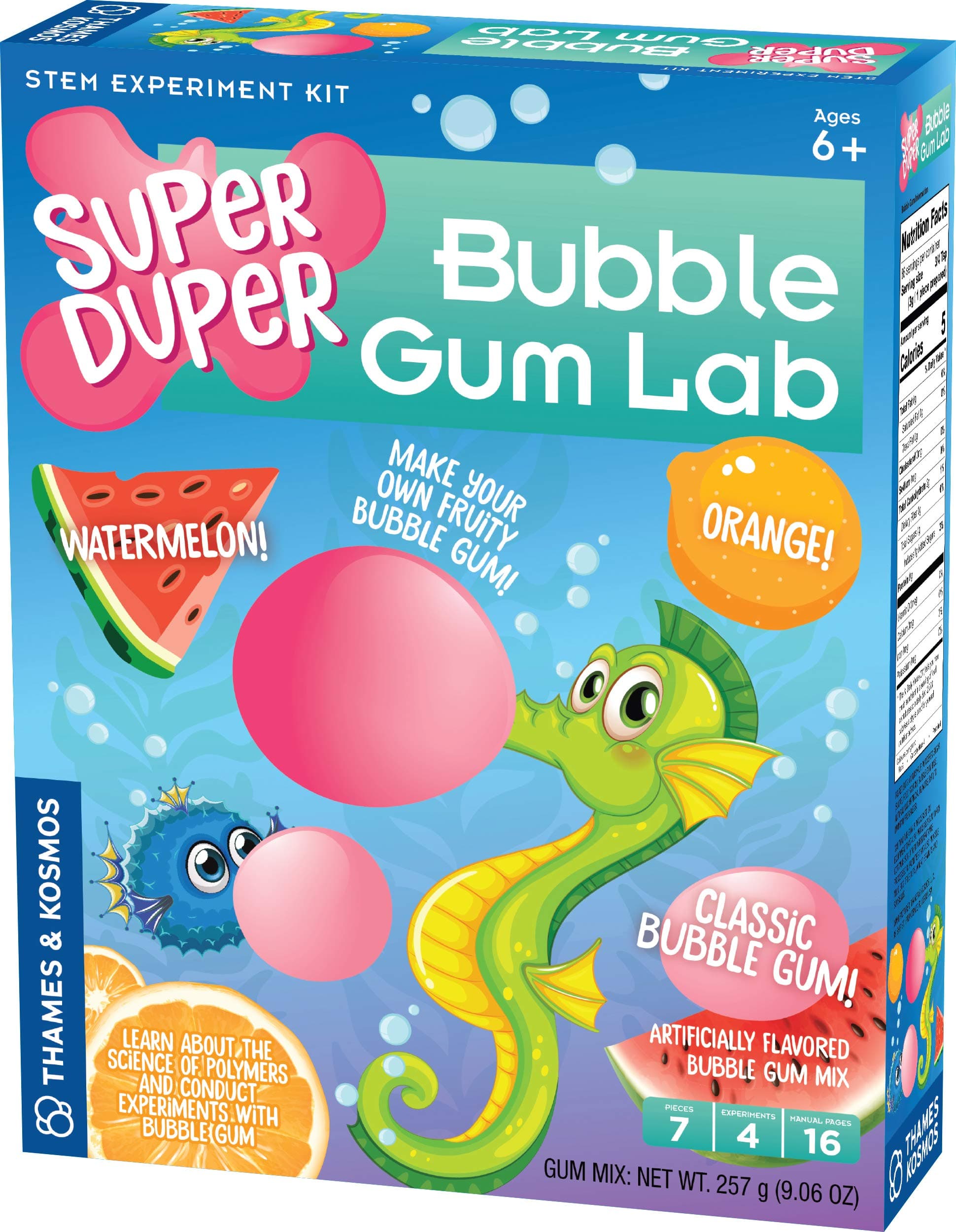 Super Duper Bubble Gum Lab STEM Experiment & Activity Kit | Make Your Own Yummy Bubble Gum in 3 Flavors! | Learn About Science of Elastic Materials | Food Ingredients Included