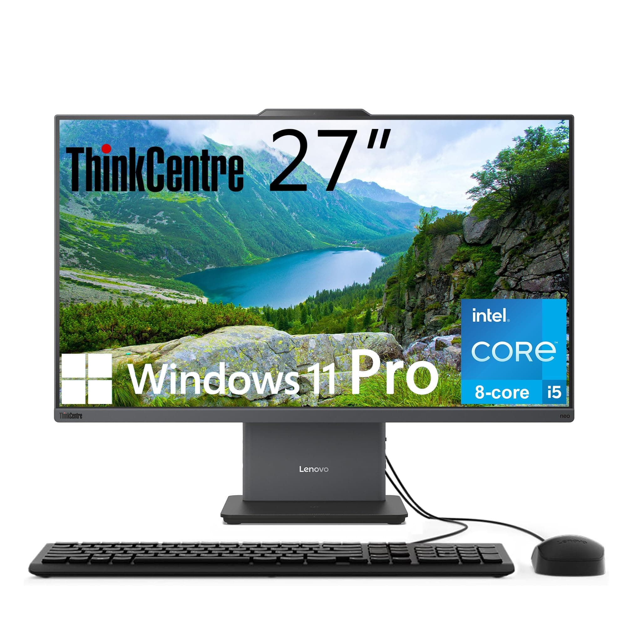 ThinkCentre All-in-One Desktop Computer, 27" FHD IPS Display, 8-core Intel Core i5-13420H, 16GB DDR5, 512GB SSD, Wi-Fi 6, USB-C, HDMI in&Out, Wired KB&Mouse, Windows 11 Pro