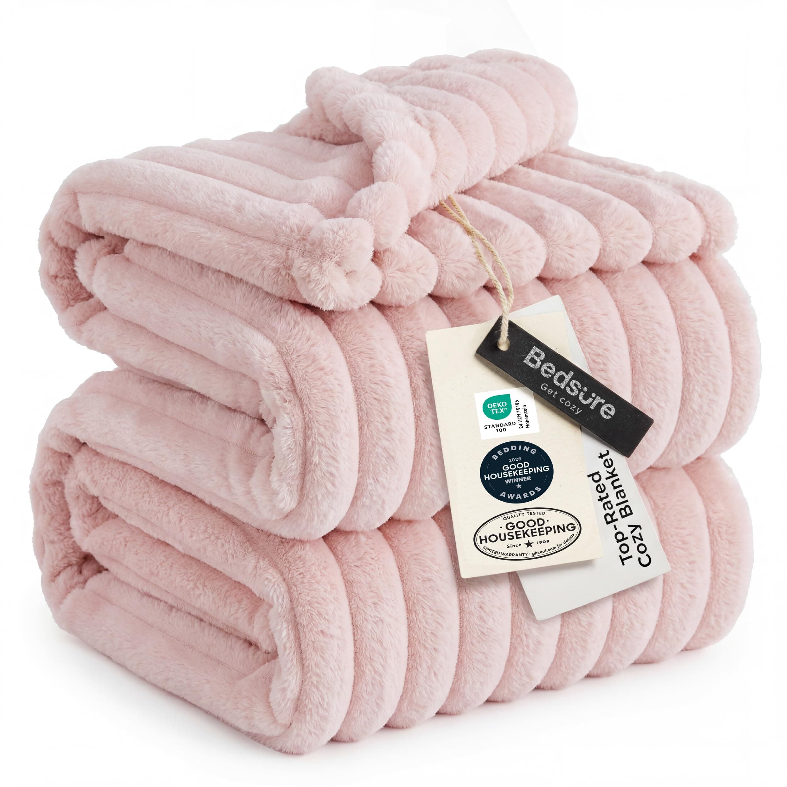 Bedsure GentleSoft King Size Blanket for Bed - Cozy Soft Blankets for Women, Cute Large Fleece Throws for Girls, Crystal Pink, 108x90 Inches