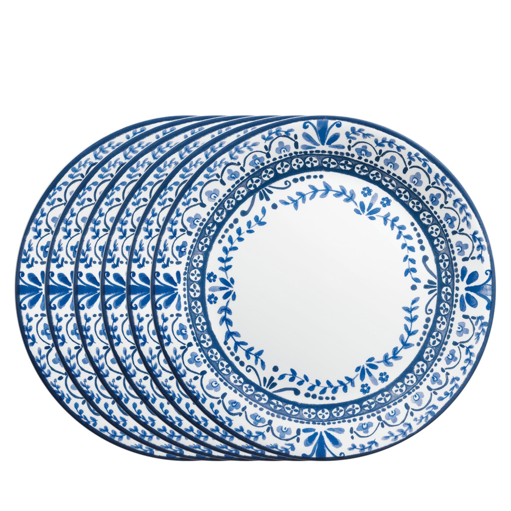 Vitrelle 6 PIECE Dinner Plates Set Triple Layer Glass and Chip Resistant, Lightweight Round Plates, Portofino
