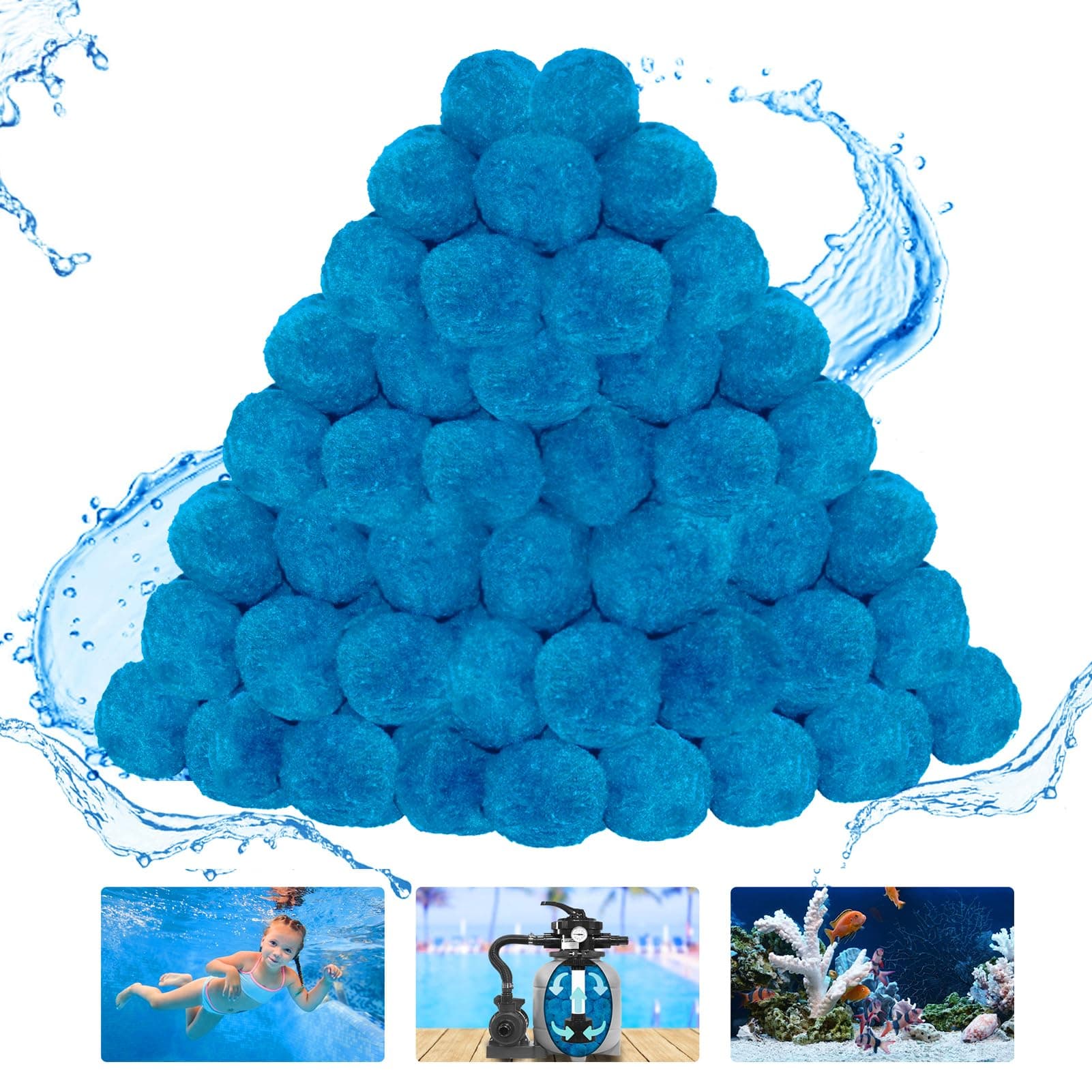 4 Pound Pool Filter Balls, New Improved Efficient Pool Filter Sand Alternative, Reusable EcoF