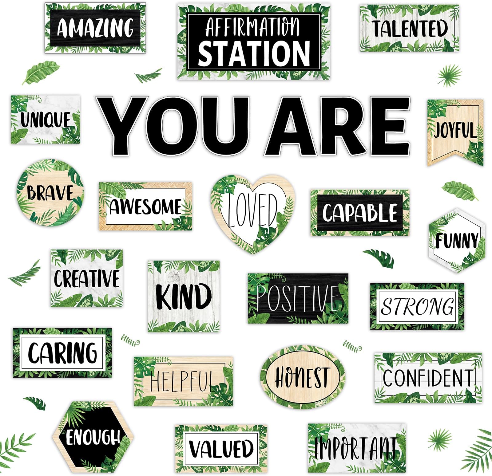 Greenery Affirmation Station Bulletin Board Set Classroom Decorations Simply Boho Eucalyptus Motivational Posters You Are Positive Affirmations Cutouts Farmhouse Inspirational for Classroom Wall Decor