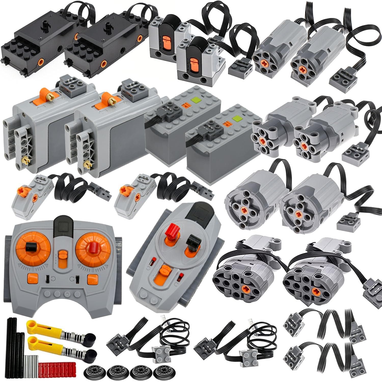 – 44Pcs Power Function Kit Set Motor Battery Infrared-Remote-Control Receiver Train Adjustable Speed Motor Parts, Motor Power Change Parts compatible with lego-motors