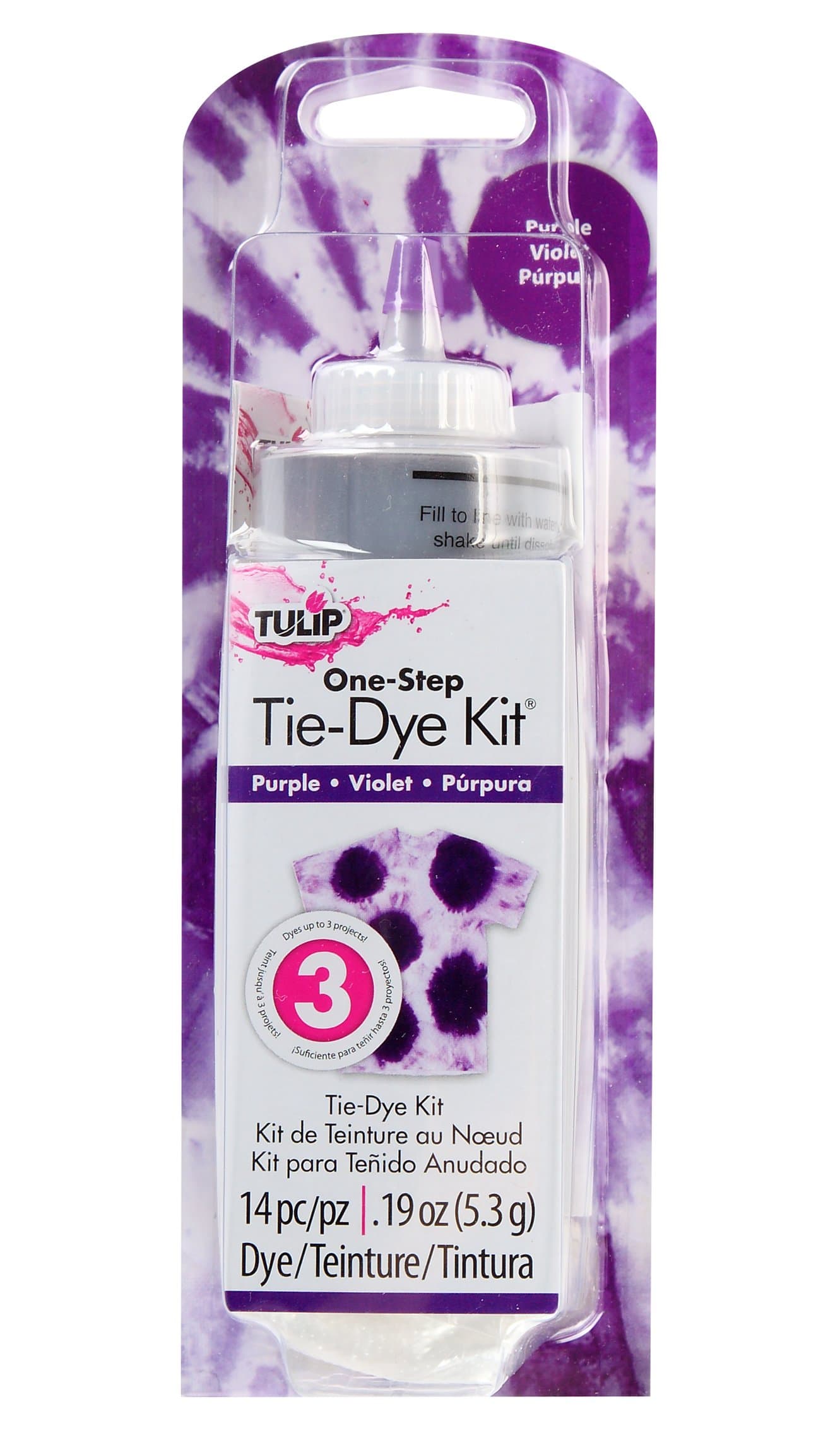 One-Step Tie-Dye Kit, Permanent Vibrant Dye for Fabric 4 fl oz, Purple