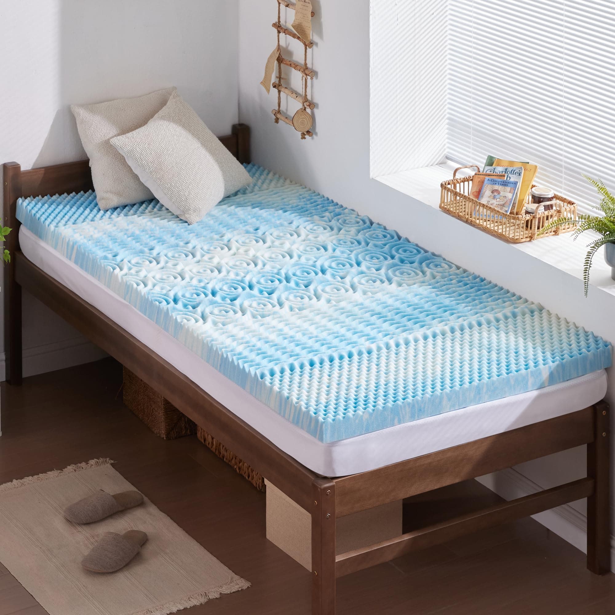 SINWEEK 2 Inch Mattress Topper 5-Zone College Dorm Memory Foam Mattress Topper Pressure Relieve Soft Mattress Pad, CertiPUR-US Certified, Twin XL/Extra Long