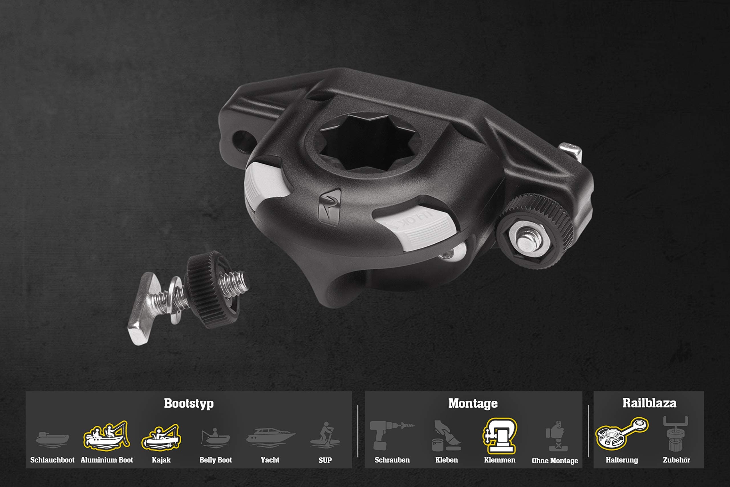 Railblaza SidePort Track Loader Mount - Black, NA