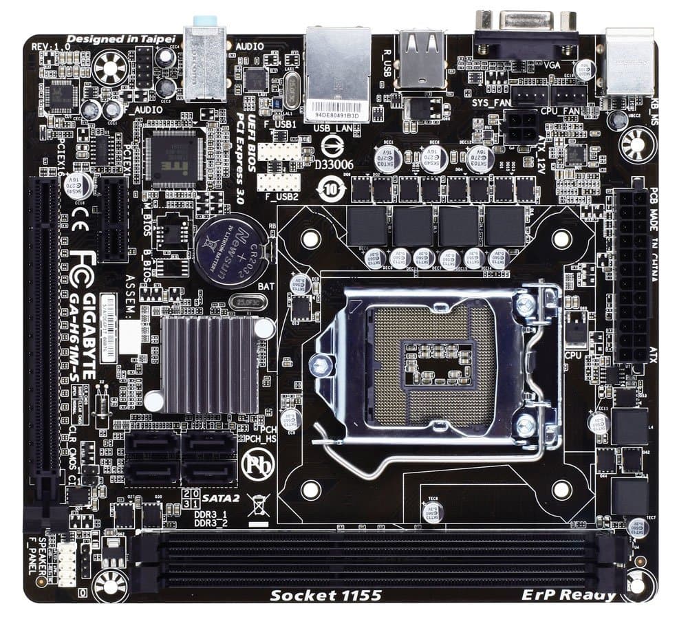 Gigabyte GA-H61M-S Intel 3rd Motherboard/Intel H61 Chipset/Socket 115 / PCI-EX 16 Generation 3 / Micro ATX/Dual Channel DDR3 x 2 / HD Audio/Gbe LAN / 3Gb/s SATA x 4 / USB 2.0