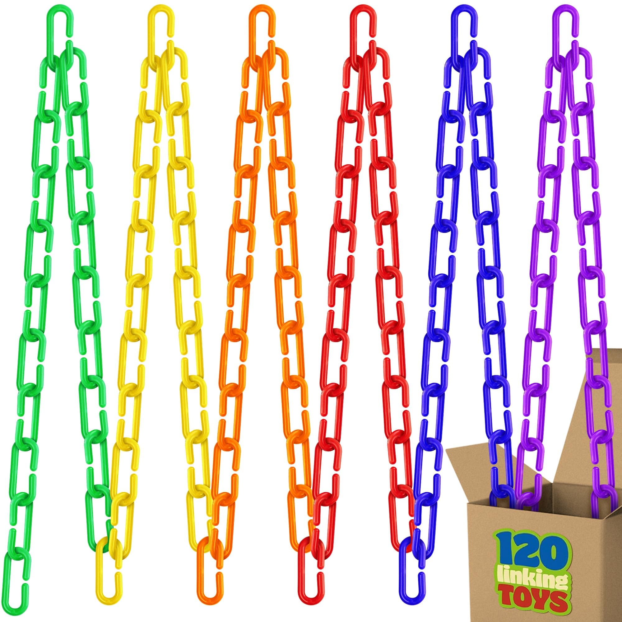 120 Rainbow Math Links with Tote - FREE Pattern Sequence Download - Preschool Toys Sort Count Motor Skills