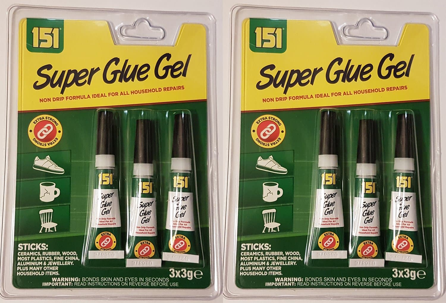 2 x 151 Superglue Gel Triple Pack - Extra Strong Non Drip Adhesive Super Glue
