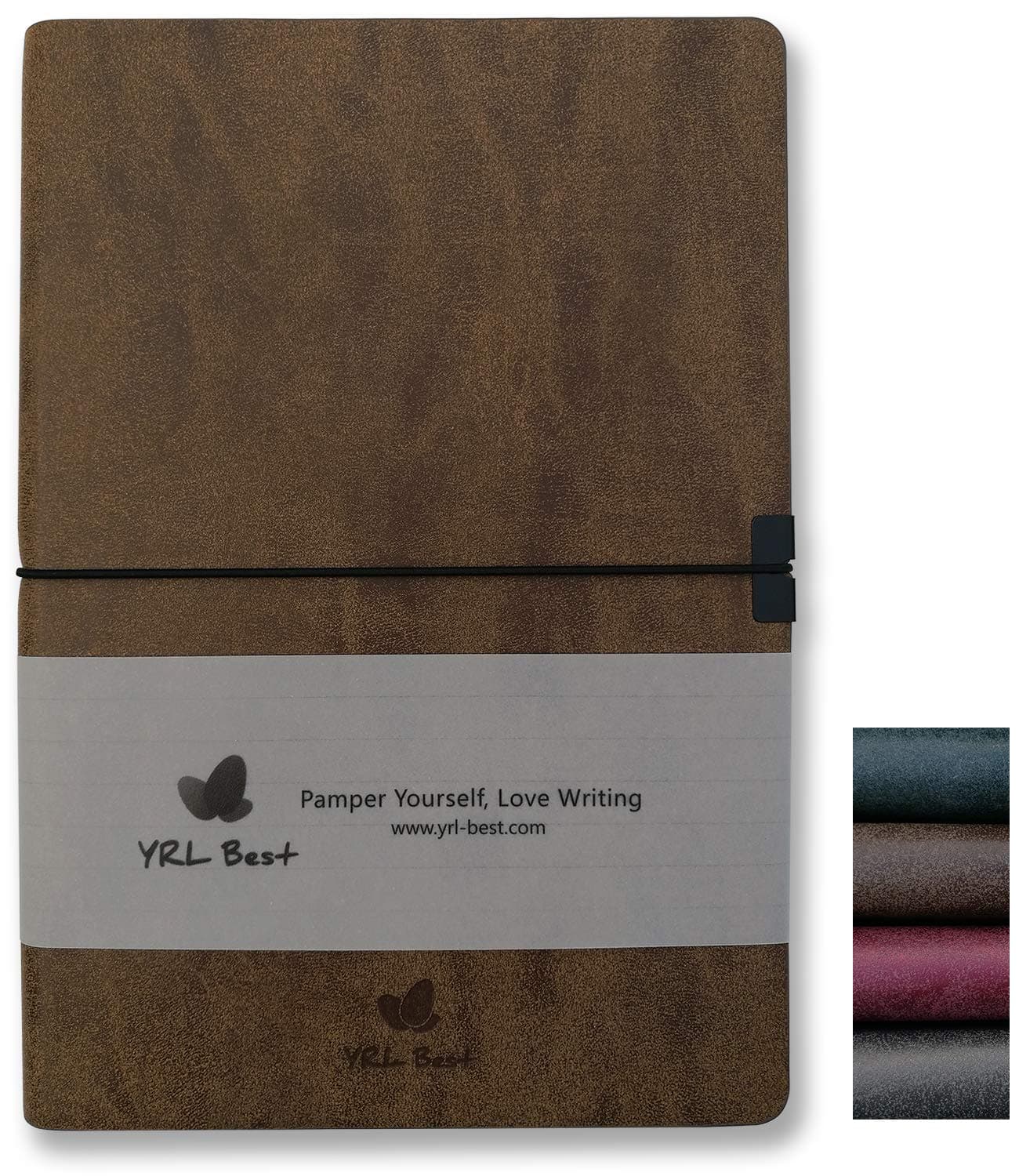 YRL Best Writing Journal/Notebook, Wide Ruled/Lined, A5 Size, 5.8x8.3", 304 Pages, Premium Faux Leather Soft Cover, Sewn Bound, Inner Pocket, Lays Flat, Executive/Business/Professional Style, Brown