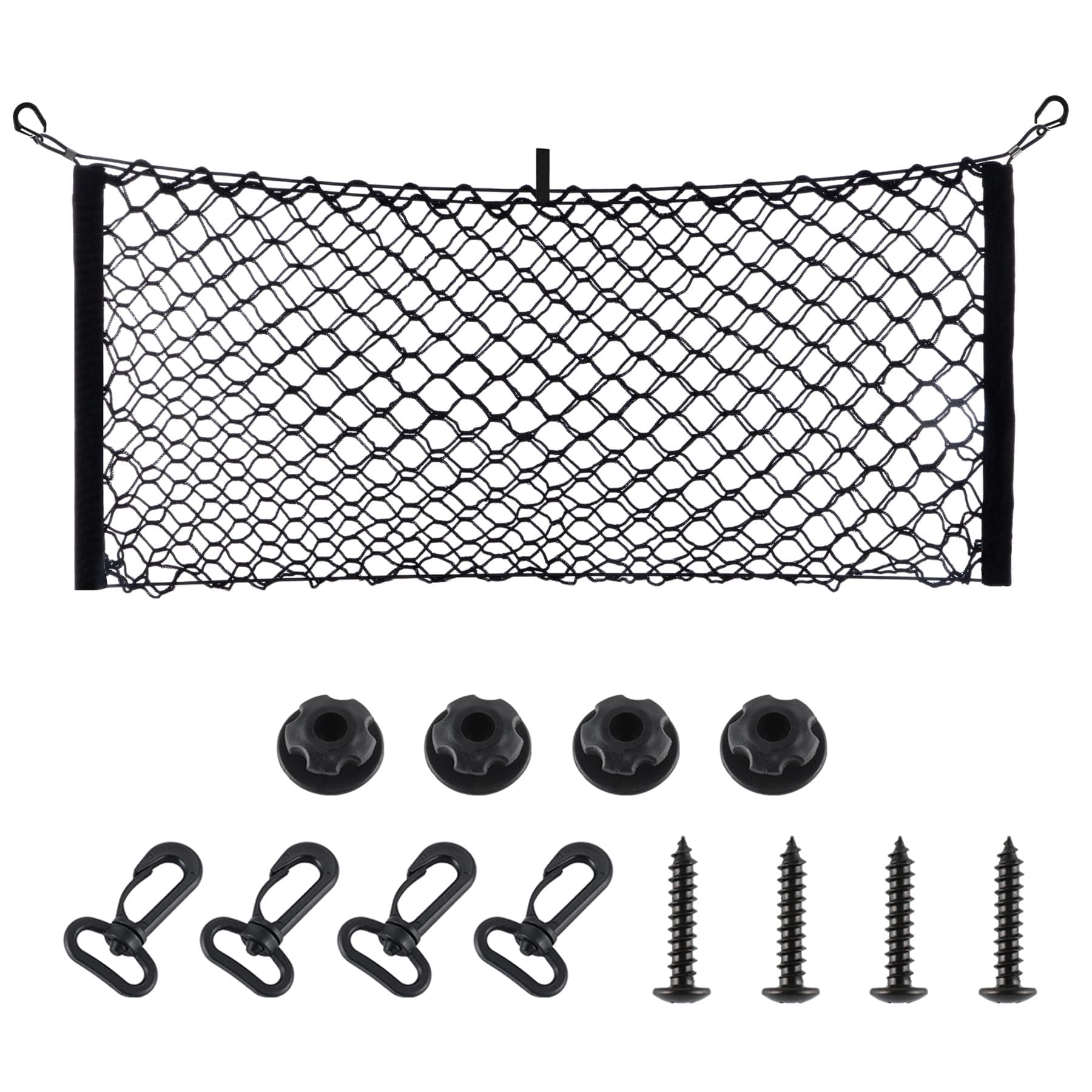 Amiss Cargo Net Stretchable, Car Exterior Accessories, Adjustable Elastic Trunk Storage Net with Hook for SUVs, Cars and Trucks (11.8"x 31.5")