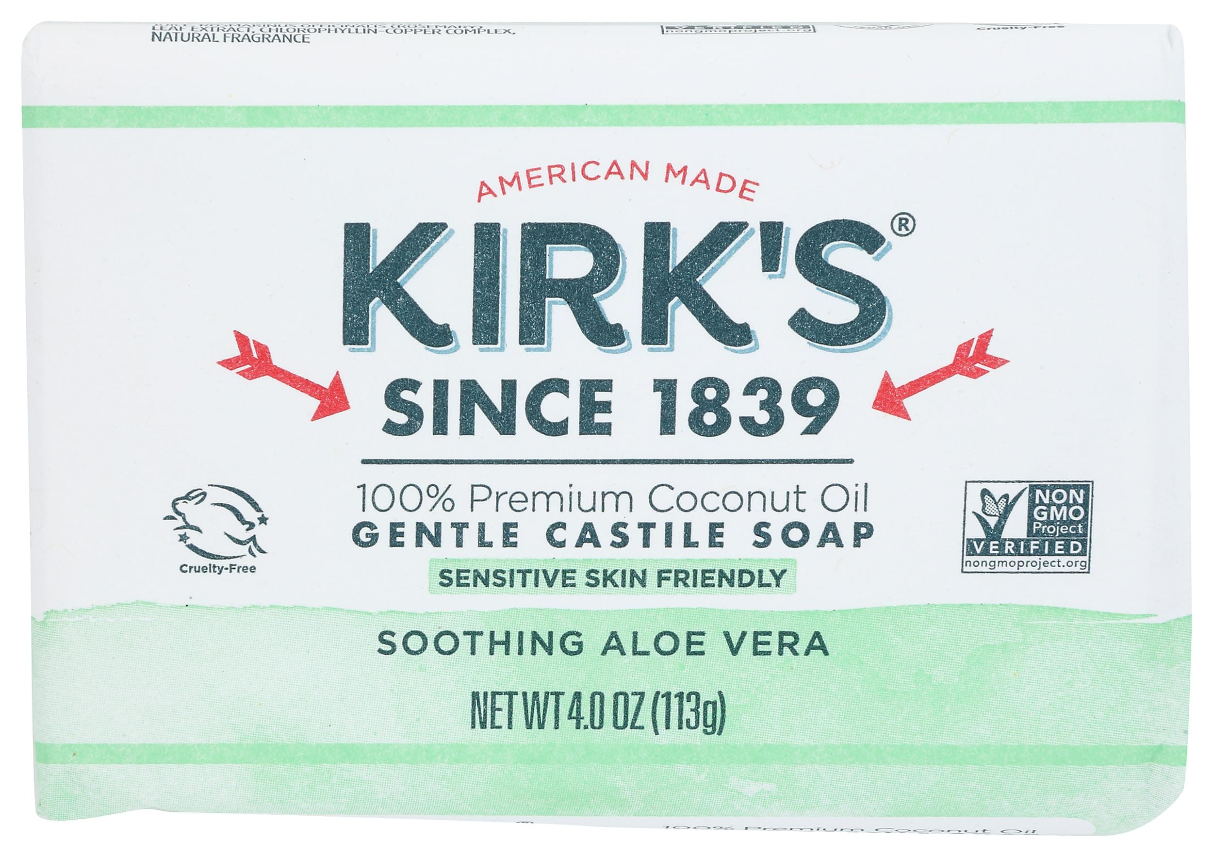 Original Coco Castile Bar Soap, with Aloe Vera, 4 oz (113 g) - Kirk's