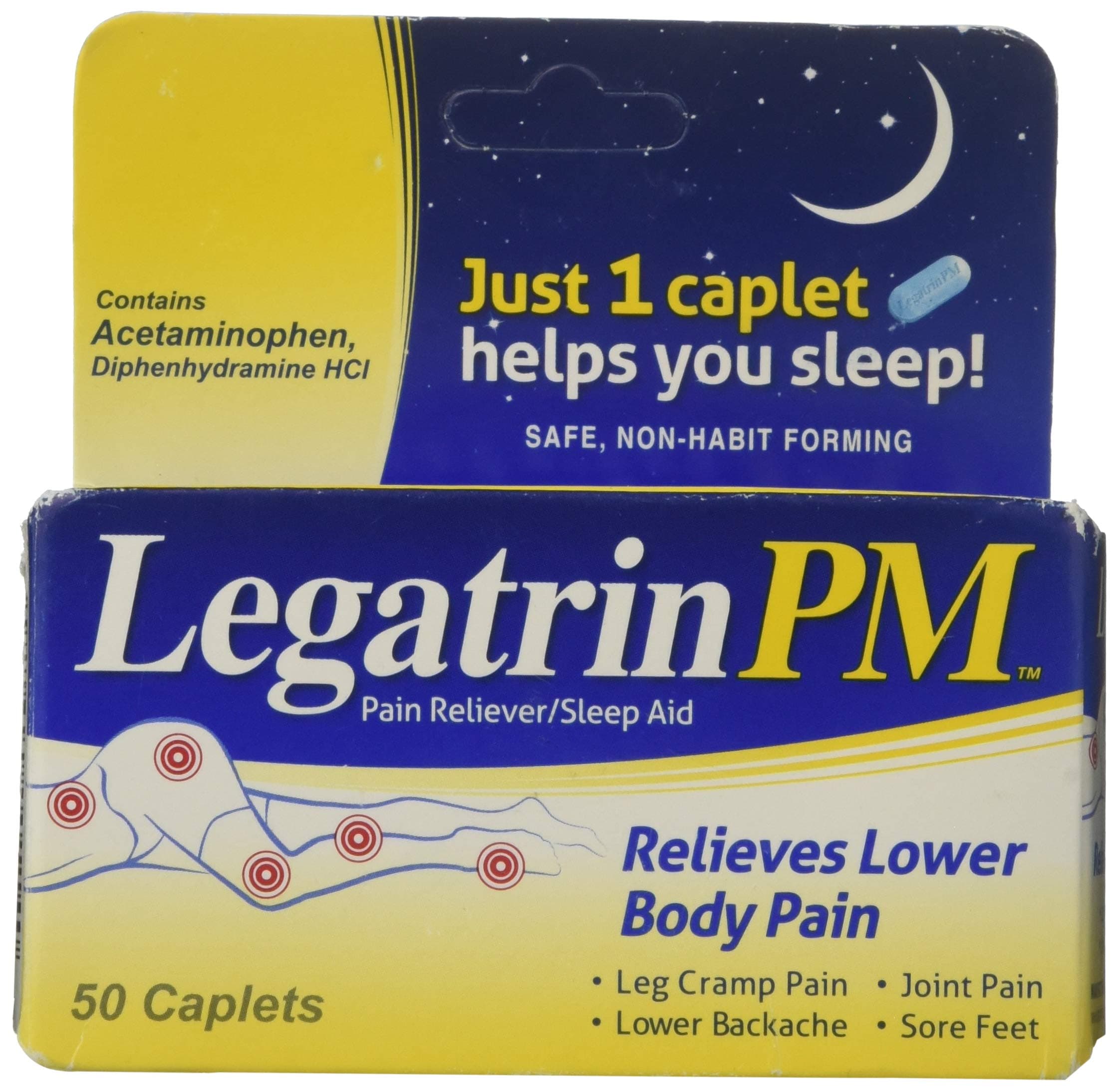 Legatrin PM Caplets, Advanced Formula Pain Reliever with Sleep Aid - 50 Ea