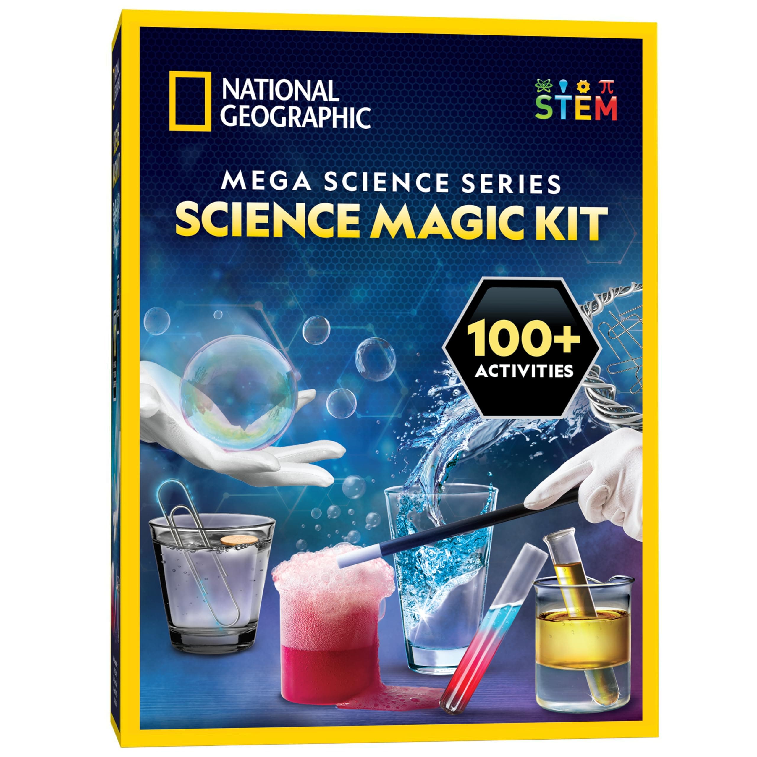 NATIONAL GEOGRAPHIC Science Magic Kit - Perform 20 Unique Science Experiments as Magic Tricks, Includes Magic Wand and Over 50 Pieces, Great STEM Learning Science Kit for Boys and Girls