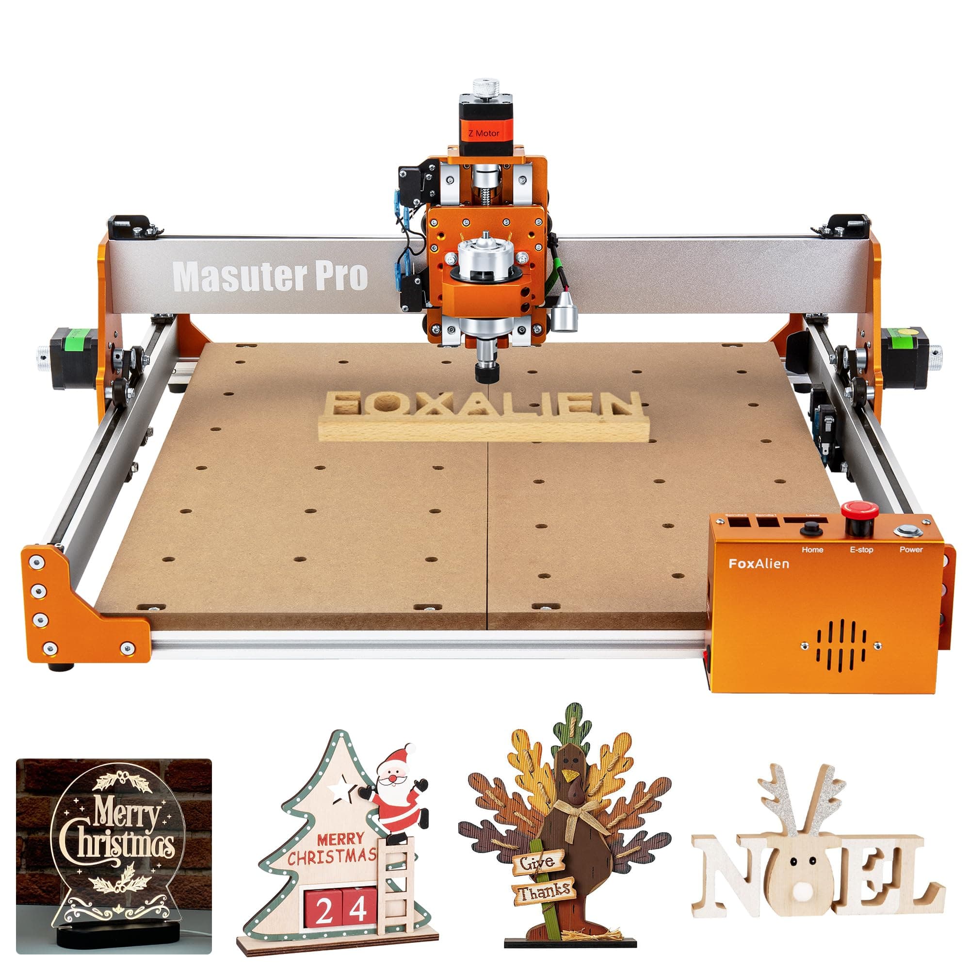 FoxAlien Masuter Pro CNC Router Machine, Upgraded 3-Axis Engraving All-Metal Milling Machine for Wood Tools, Woodworking Tools, Acrylic MDF Nylon Carving Cutting
