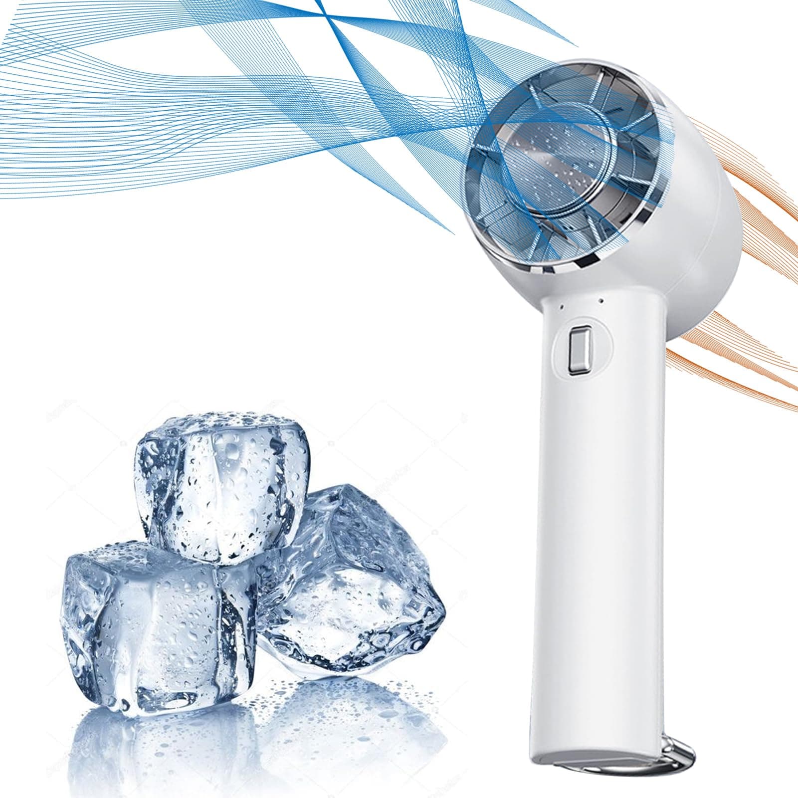Ice Cooling Handheld Fan, Refrigerating Ice Cooling Pad Built-in Mini Turbine Portable Air Conditioner Fan