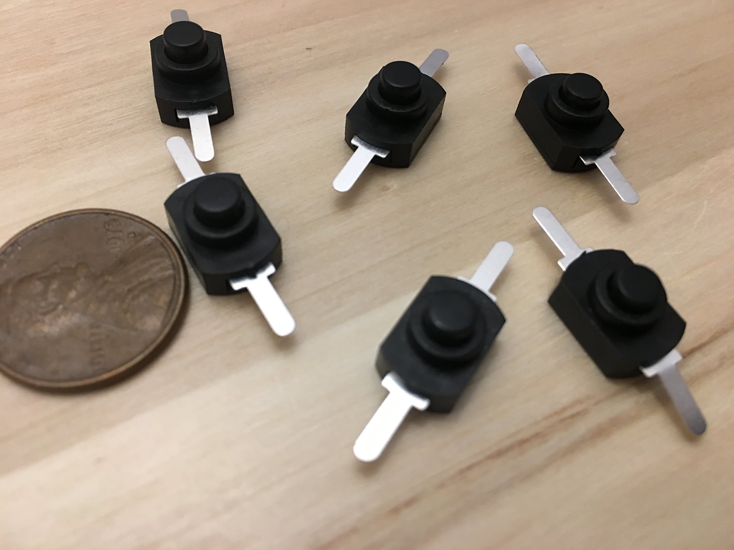 6 Pieces Black Latching self locking 1A push button on off micro mini 1208-YD B5