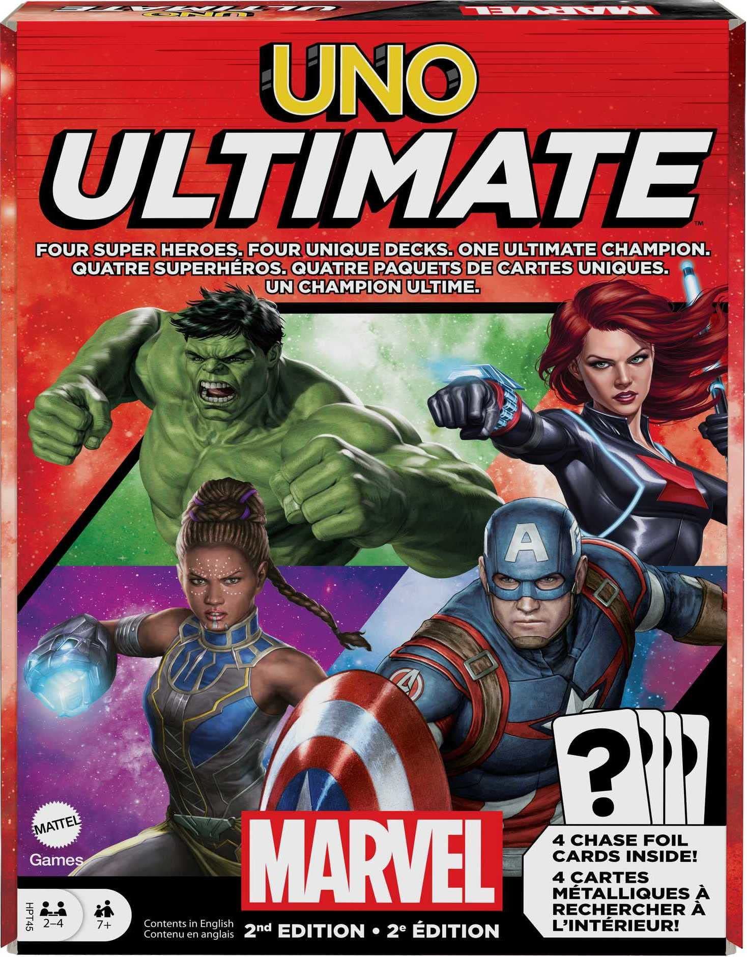 Mattel Games UNO Ultimate Marvel Card Game with 4 Character Decks