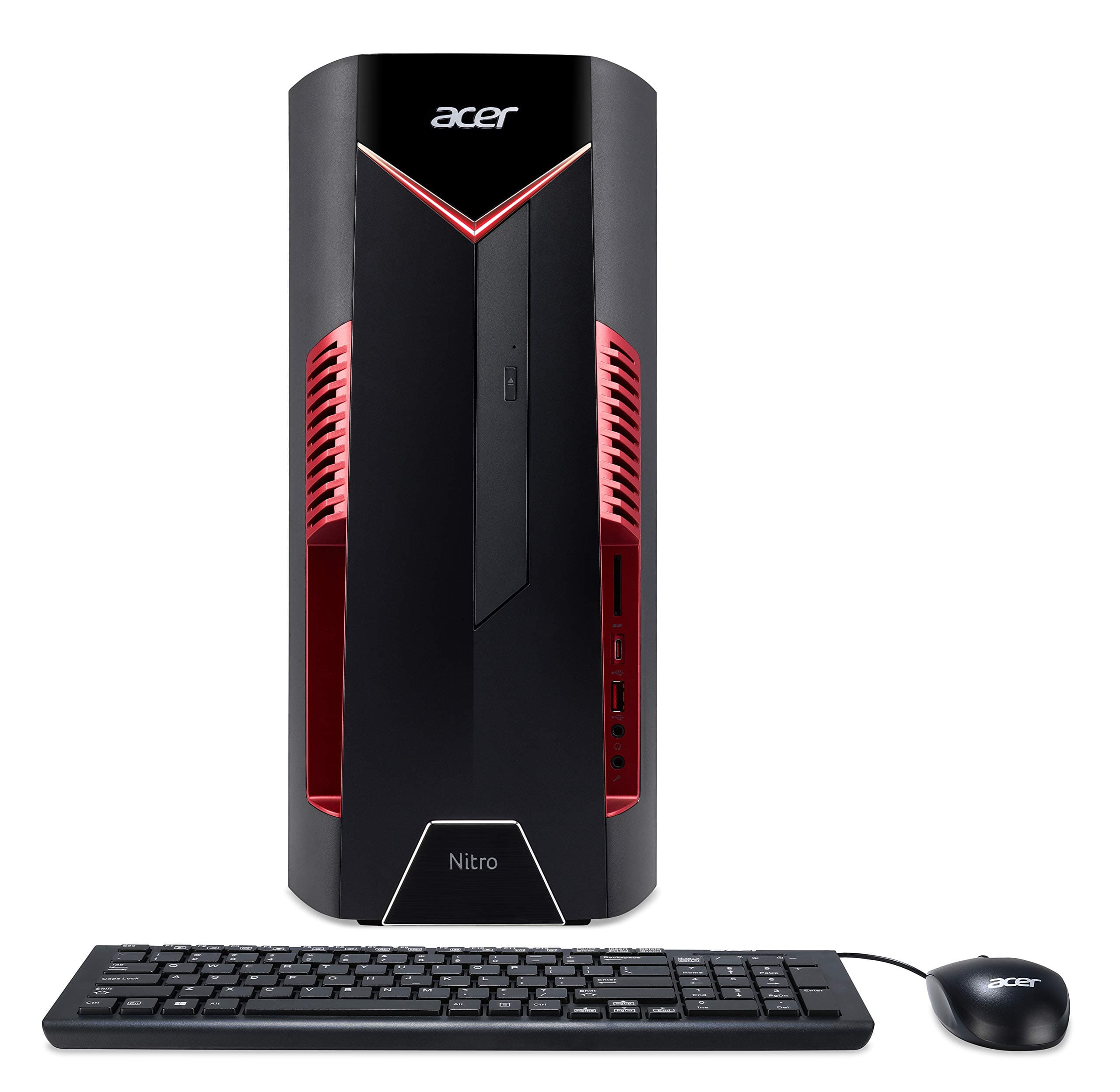 Acer Nitro N50-600 Gaming PC - (Intel Core i5-9400F, 8GB RAM, 1TB HDD, Nvidia GeForce GTX 1650, DVD/RW,USB Keyboard and Mouse, Windows 10, Black/Red)