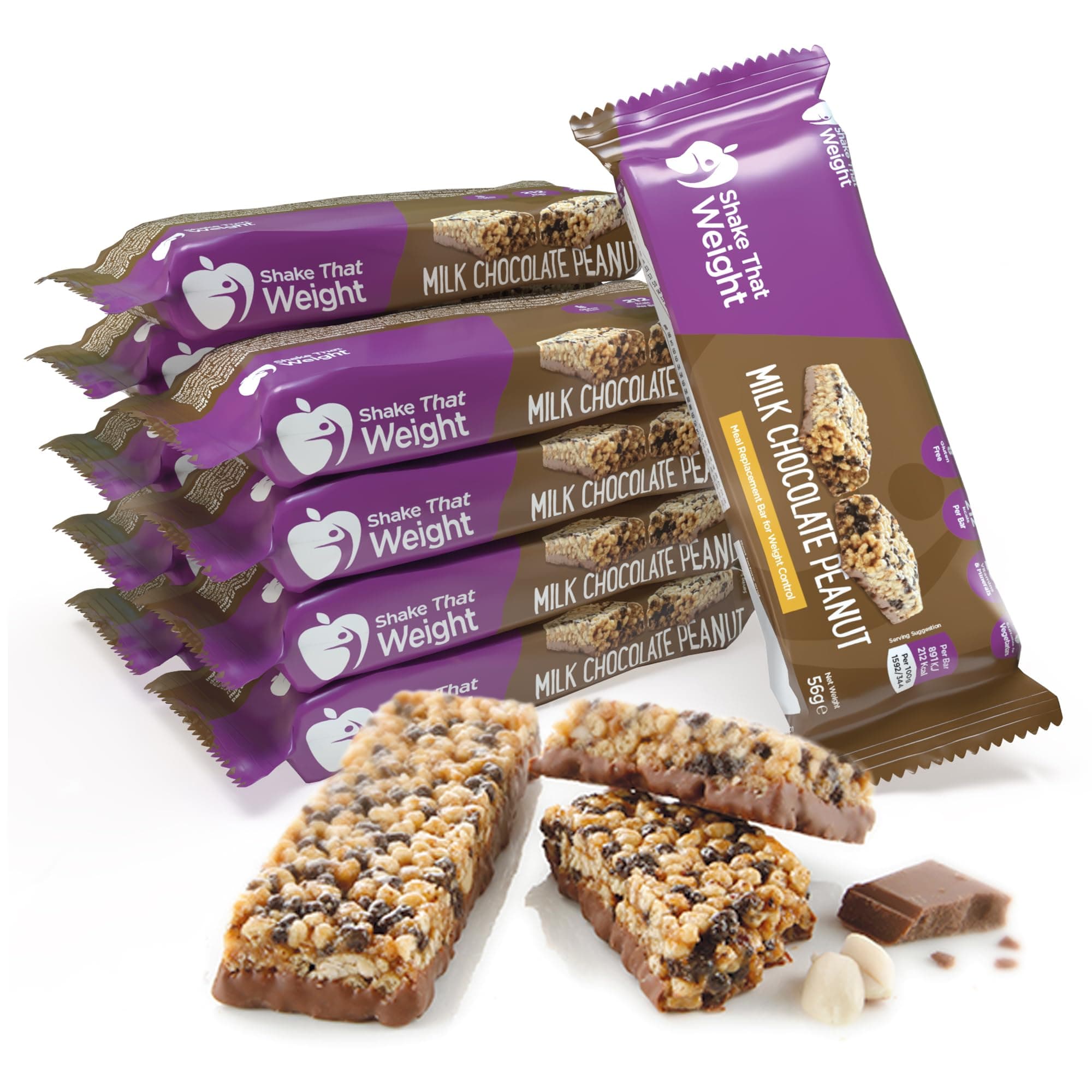 Shake That Weight Meal Replacement Bar - Chocolate Peanut - 10 Bars - Meal Replacement Plan for Weight Loss - Very Low Calorie Diet - VLCD - High in Protein