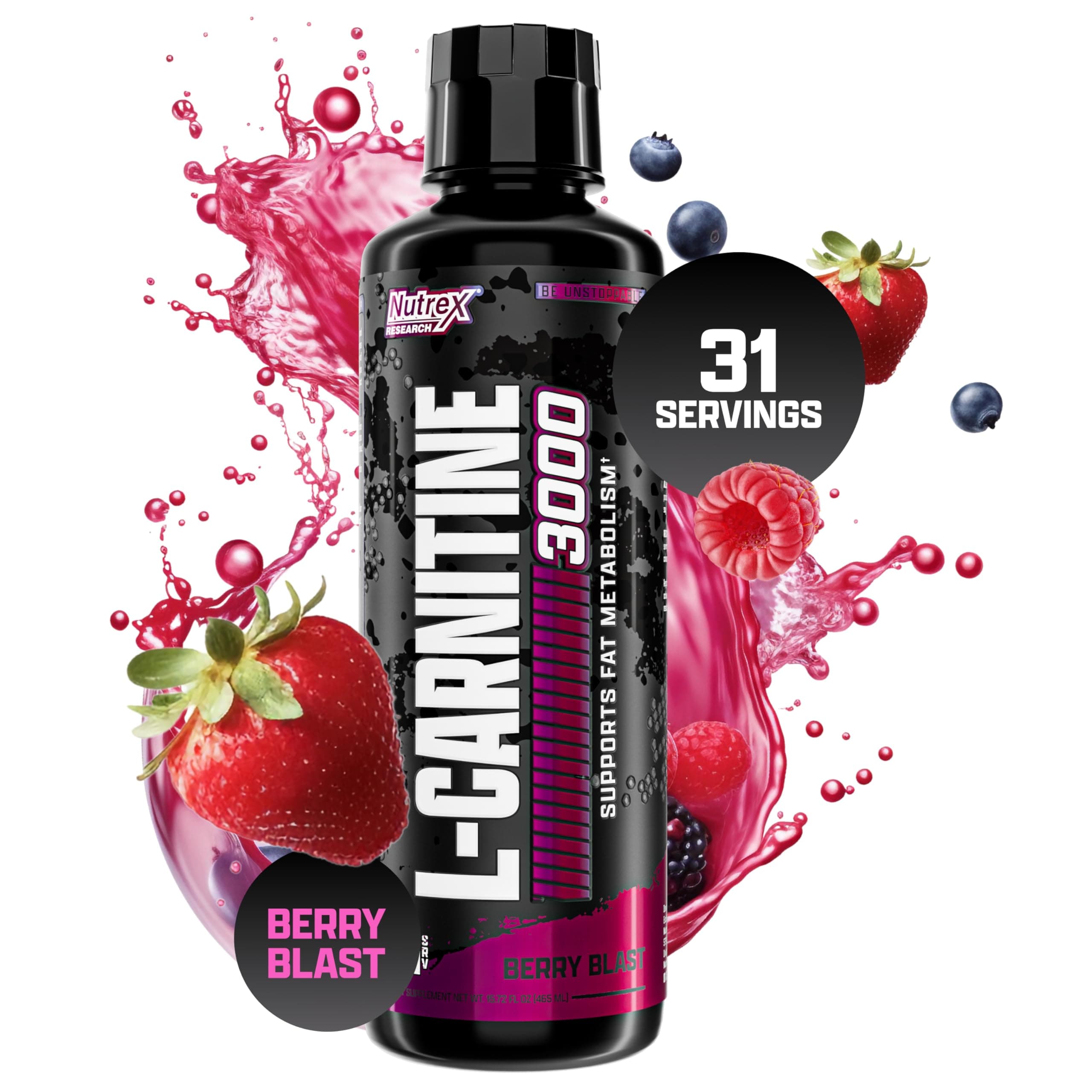 Liquid Carnitine 3000 | Premium Liquid Carnitine, Boost Endurance, Fat Loss Support | (465 ML, Berry Blast)