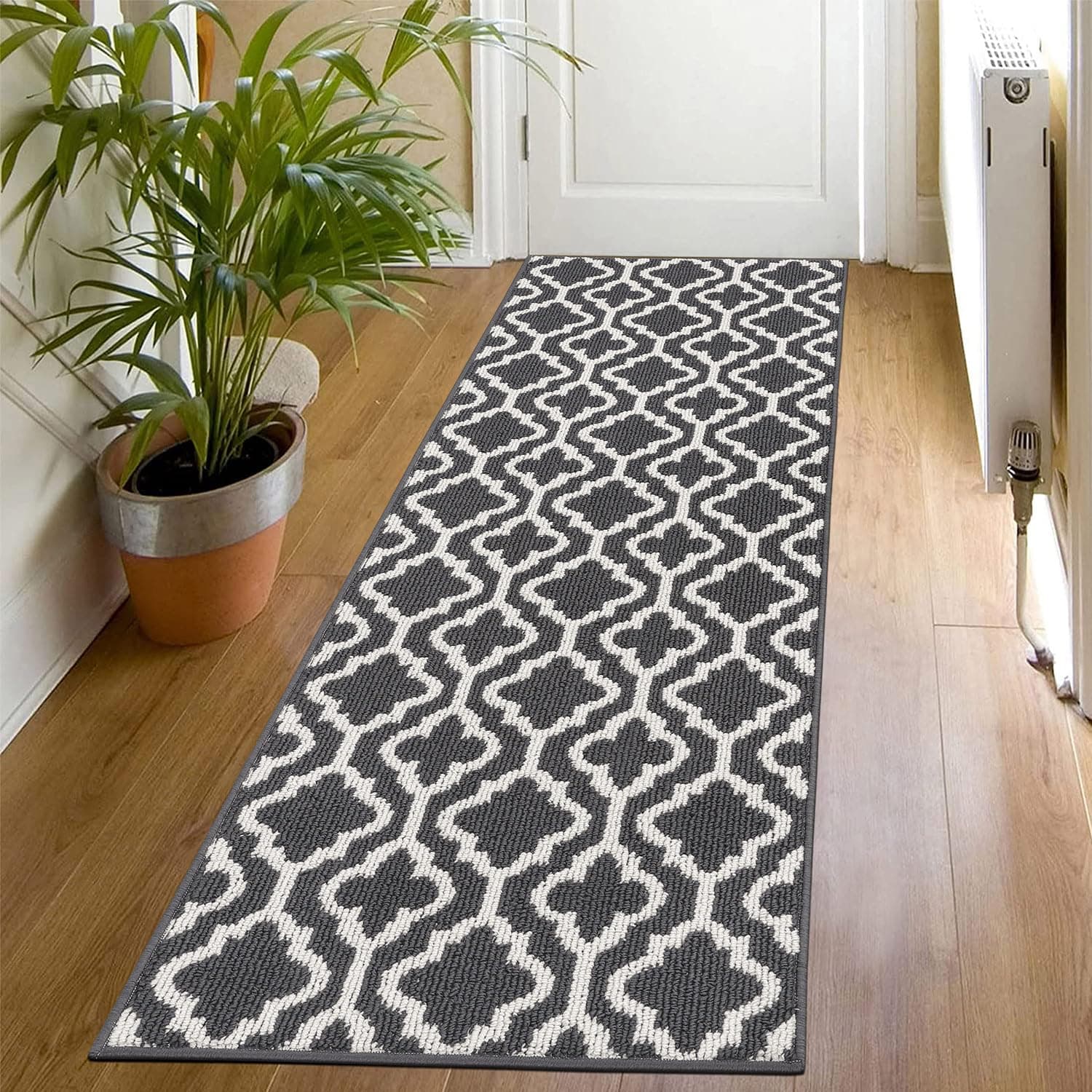 Dark Grey Carpet Runner Non Slip 50 x 150 cm Hallway Runner Rug Washable Hall Runners Narrow Runner Rugs for Hallway, Entryway, Kitchen