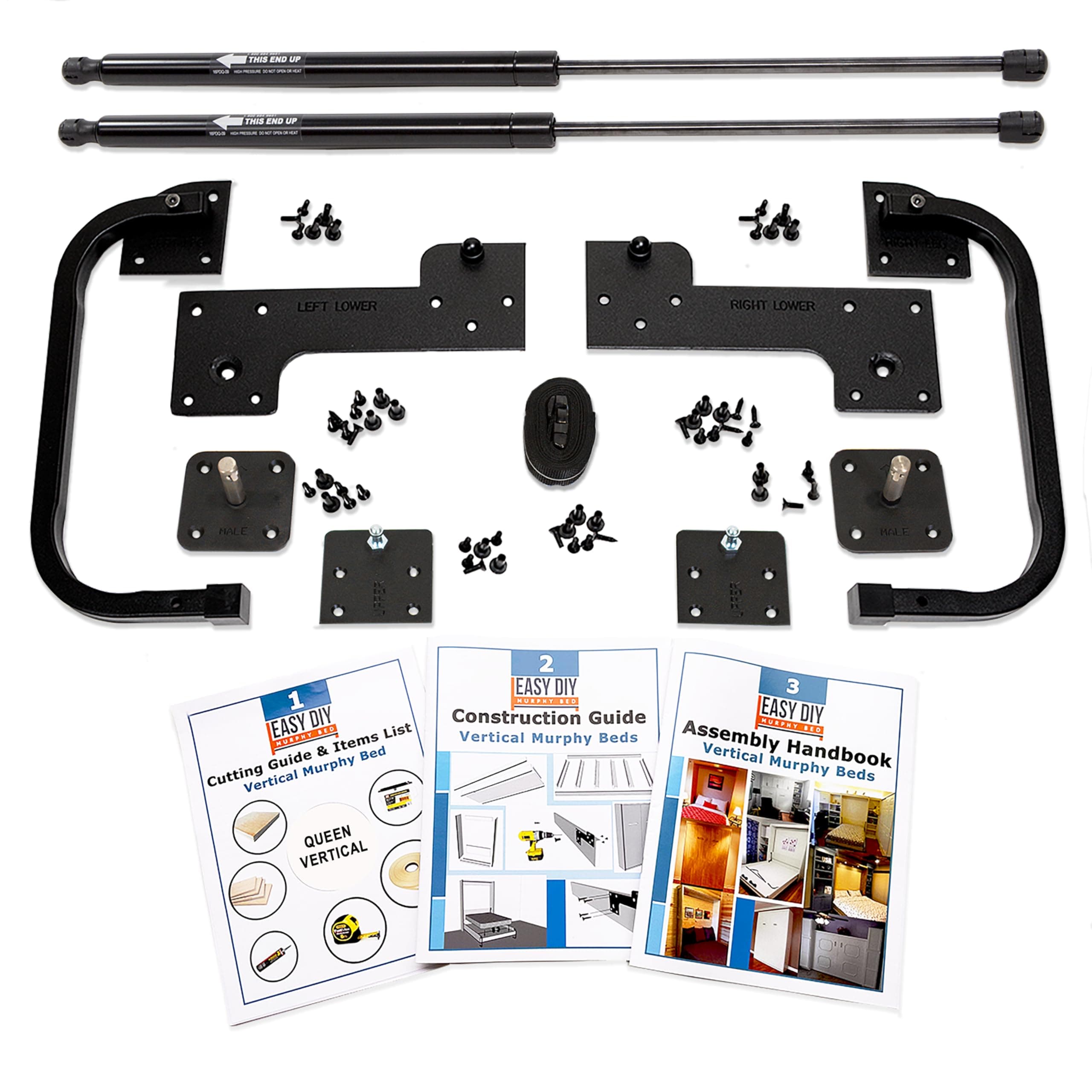 Queen Size DIY Murphy Bed Hardware Kit – Vertical Wall Bed for Space-Saving - Budget-Friendly DIY Setup -Made in USA -Hide Away Design with Murphy Bed Queen Hardware - Bed Lift Mechanism - Pull Down