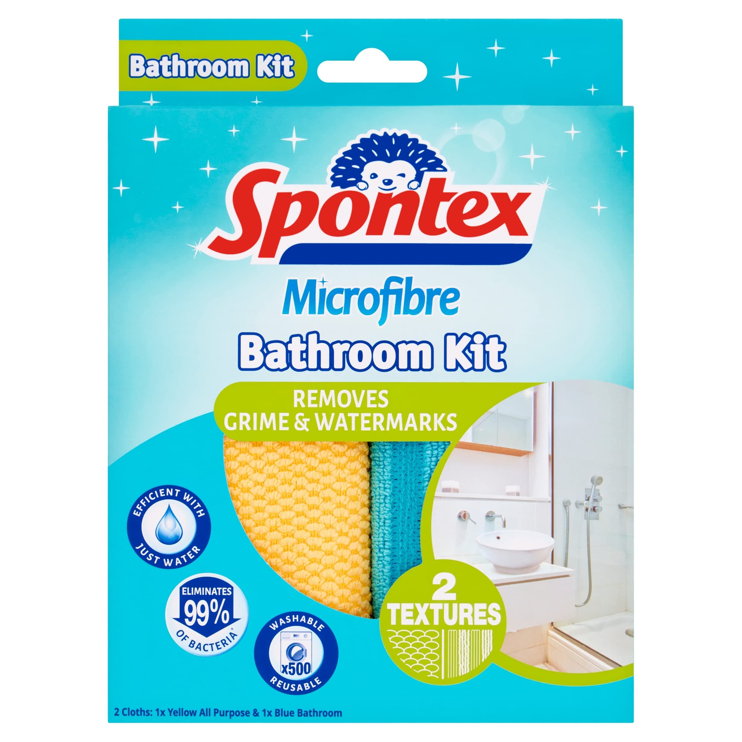 Microfibre Bathroom Kit | 2 Cloths | Removes Grime & Water Marks
